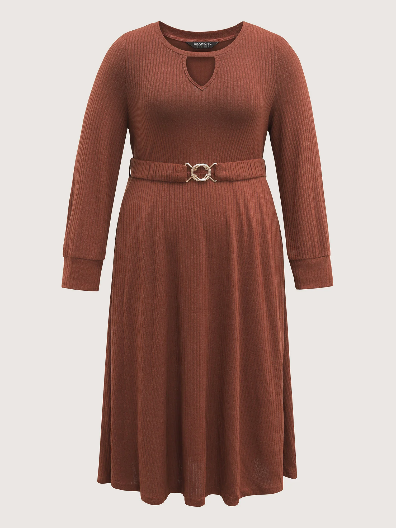 Heather Ribbed Stretchy Metal Buckle Maxi Dress - Image 9