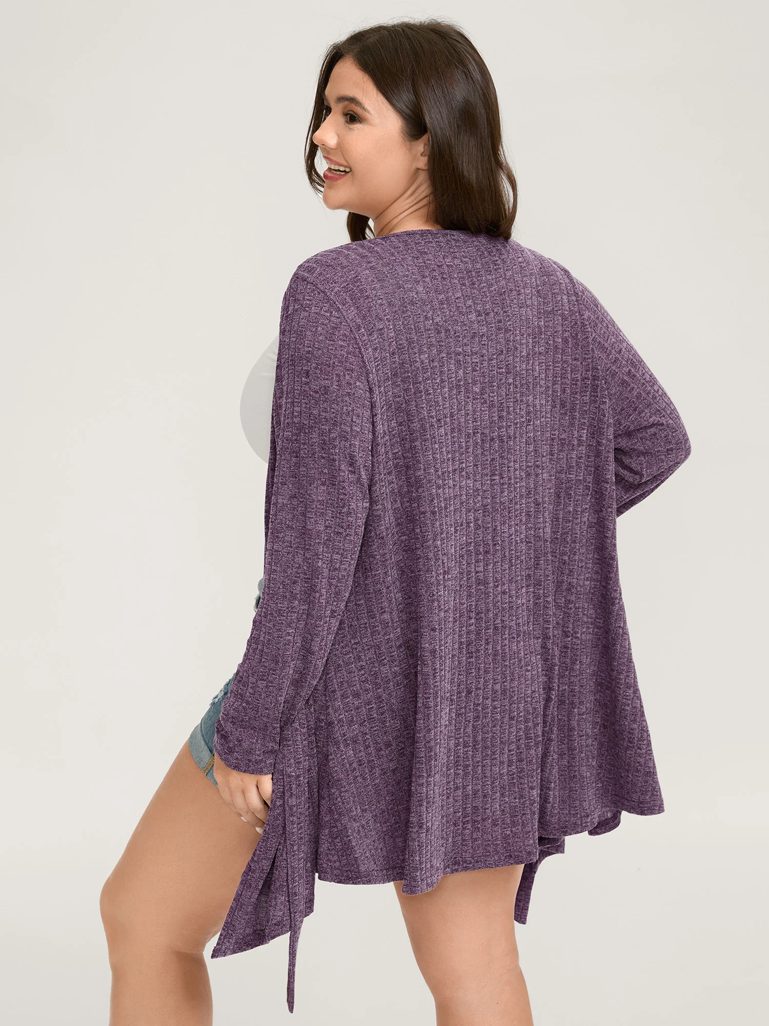 Heather Ribbed Supersoft Front-Tie Jacket - Image 4