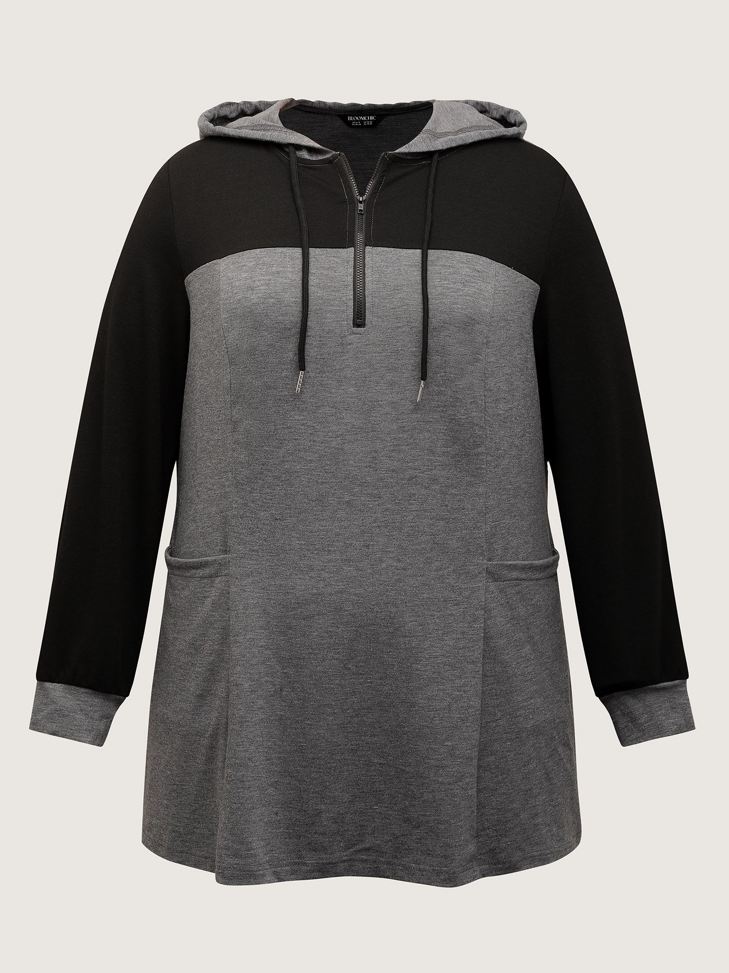 Heather Stretchy Colorblock Long Hoodie - Image 8