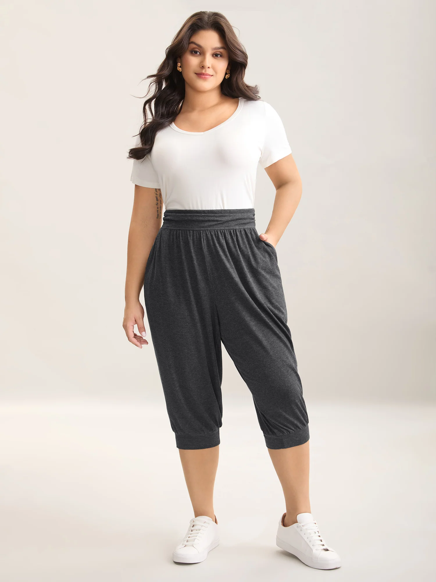 Heather Stretchy Hem Active Jogger Pants - Image 2