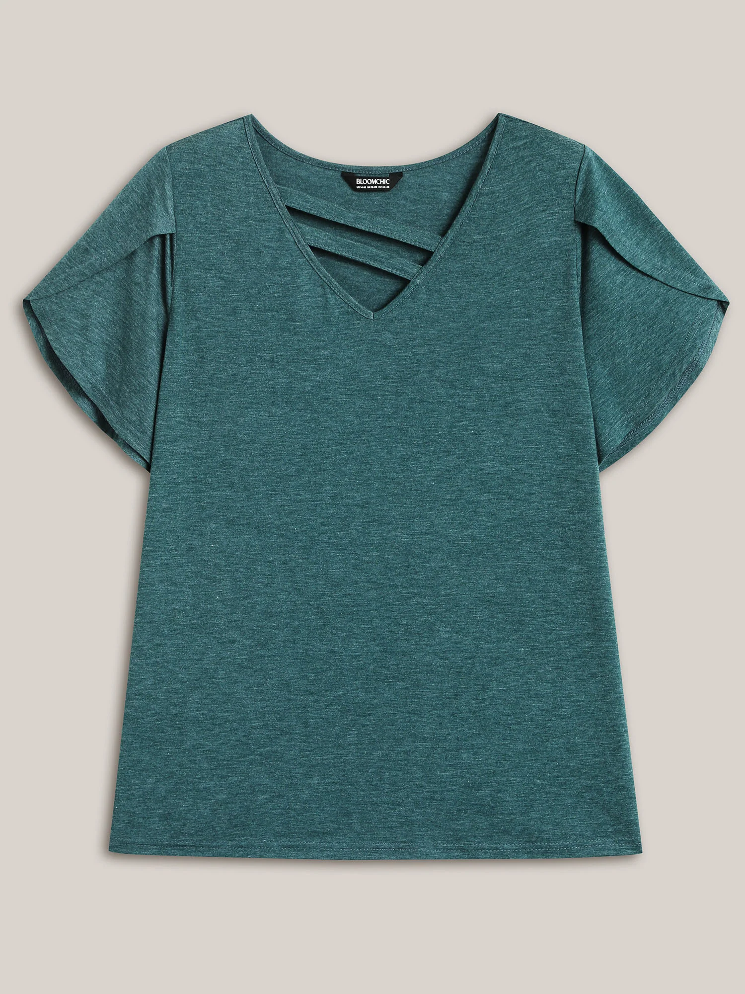 Heather Stretchy Neck Cut-Out T-Shirt - Image 7