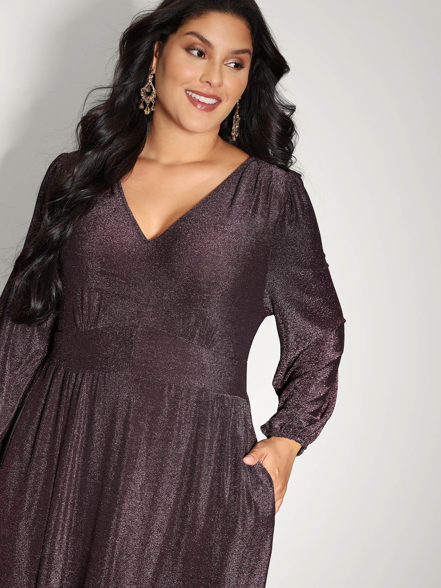 Heather Stretchy Split Hem Pockets Maxi Dress - Image 2