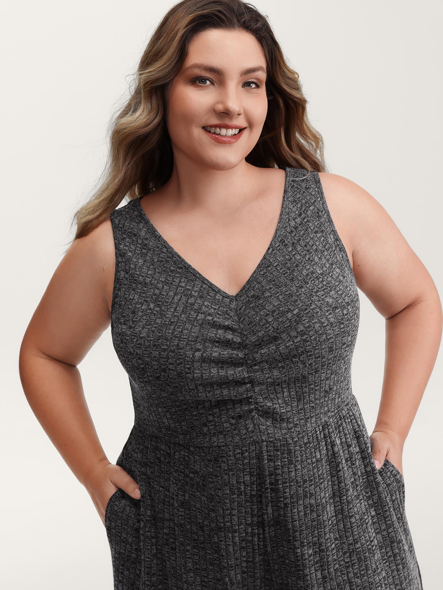 Heather Stretchy Waistband Ruched Jumpsuit - Image 2