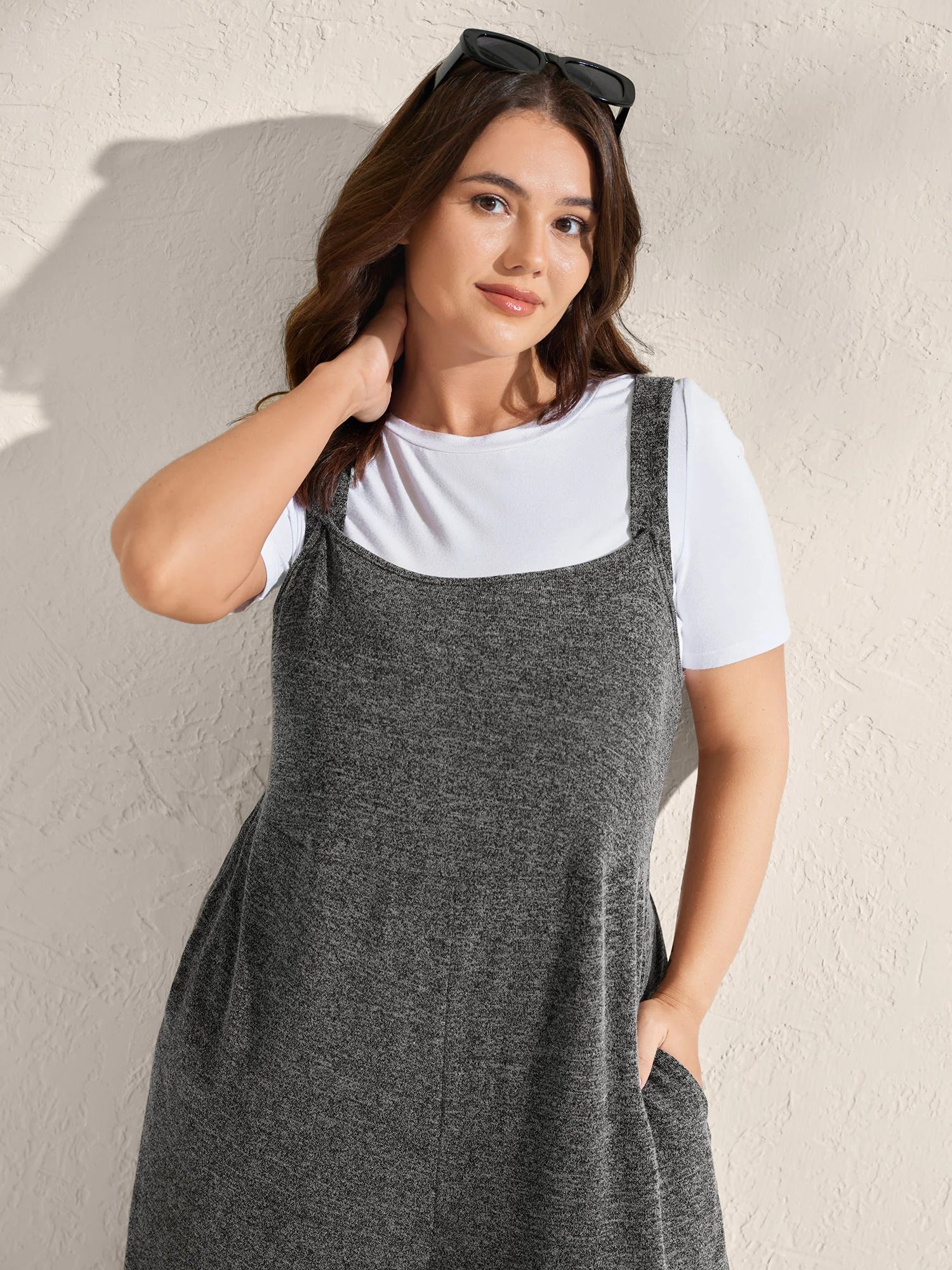 Heather Stretchy Wide-Leg Jumpsuit - Image 2