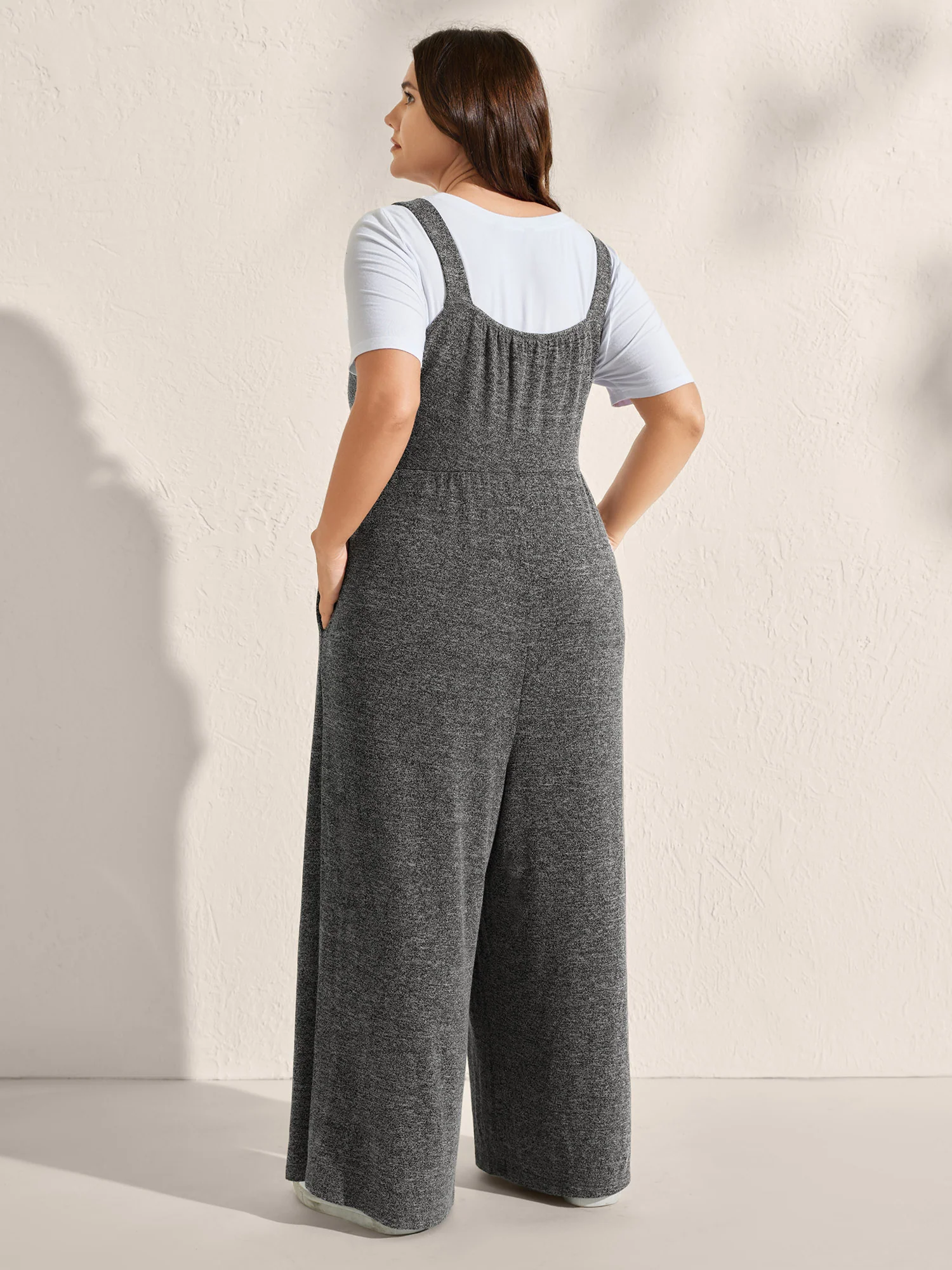 Heather Stretchy Wide-Leg Jumpsuit - Image 4