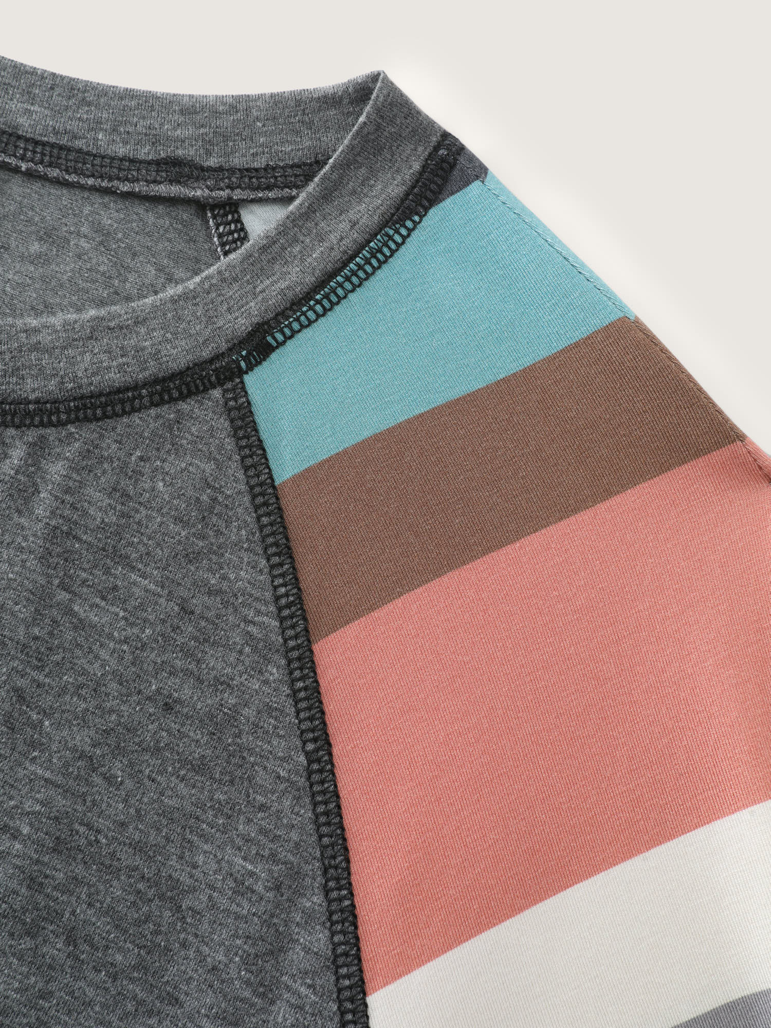 Heather Striped Color Block Sleeves T-Shirt - Image 5