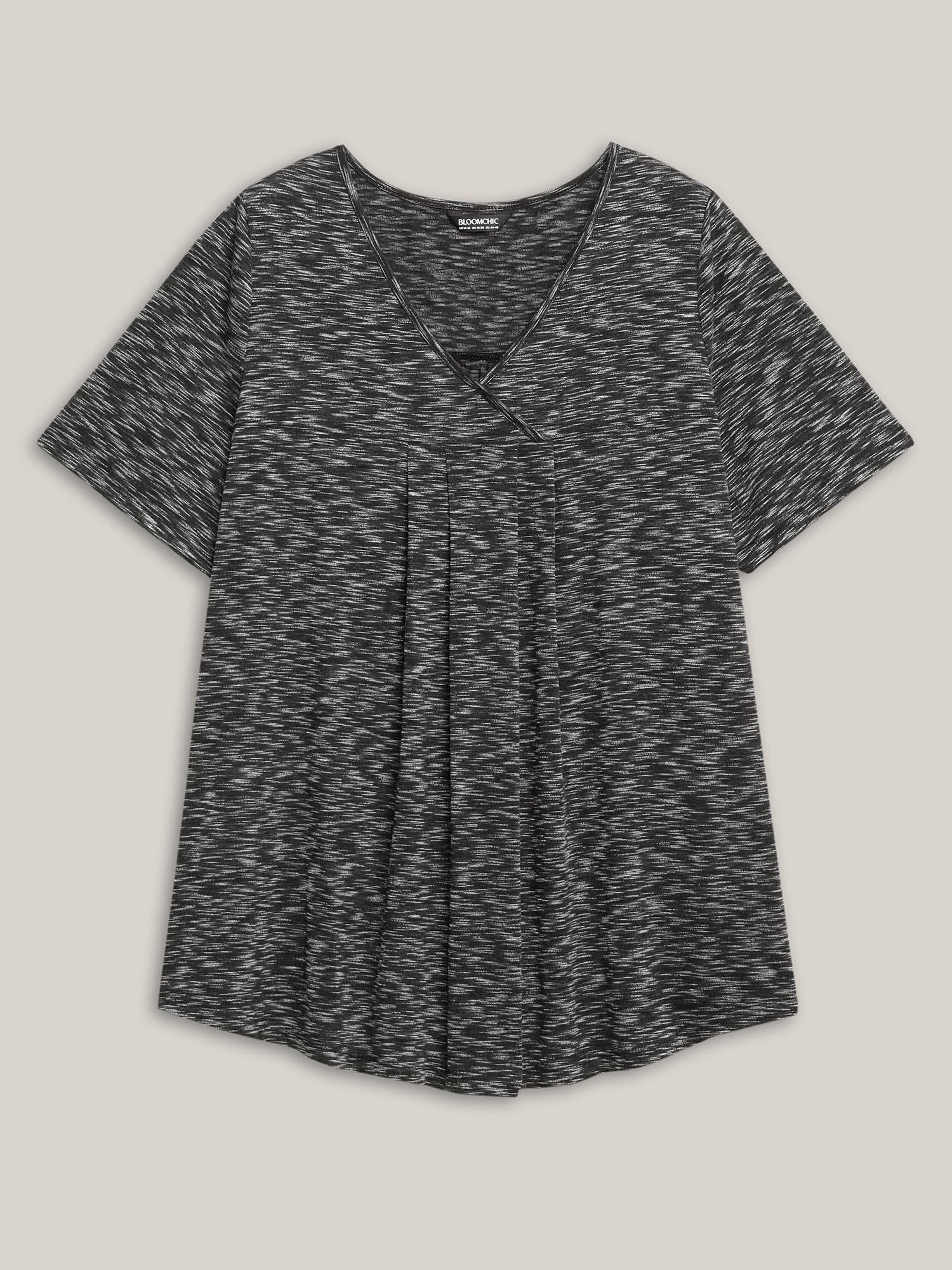 Heather Surplice Neck Curvy Hem T-Shirt - Image 7