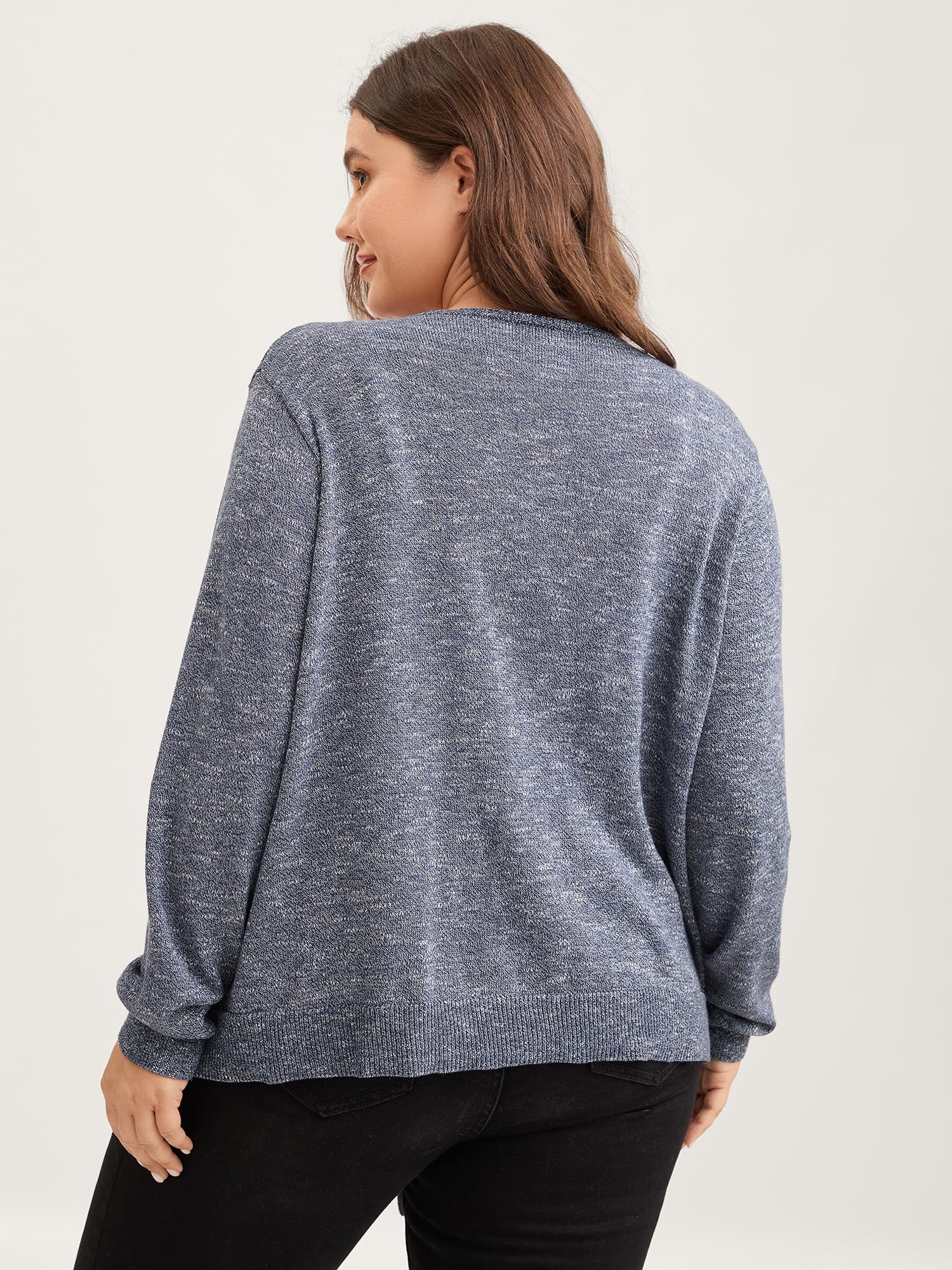 Heather Tab Sleeve Irregular Hem Knit Cardigan - Image 5