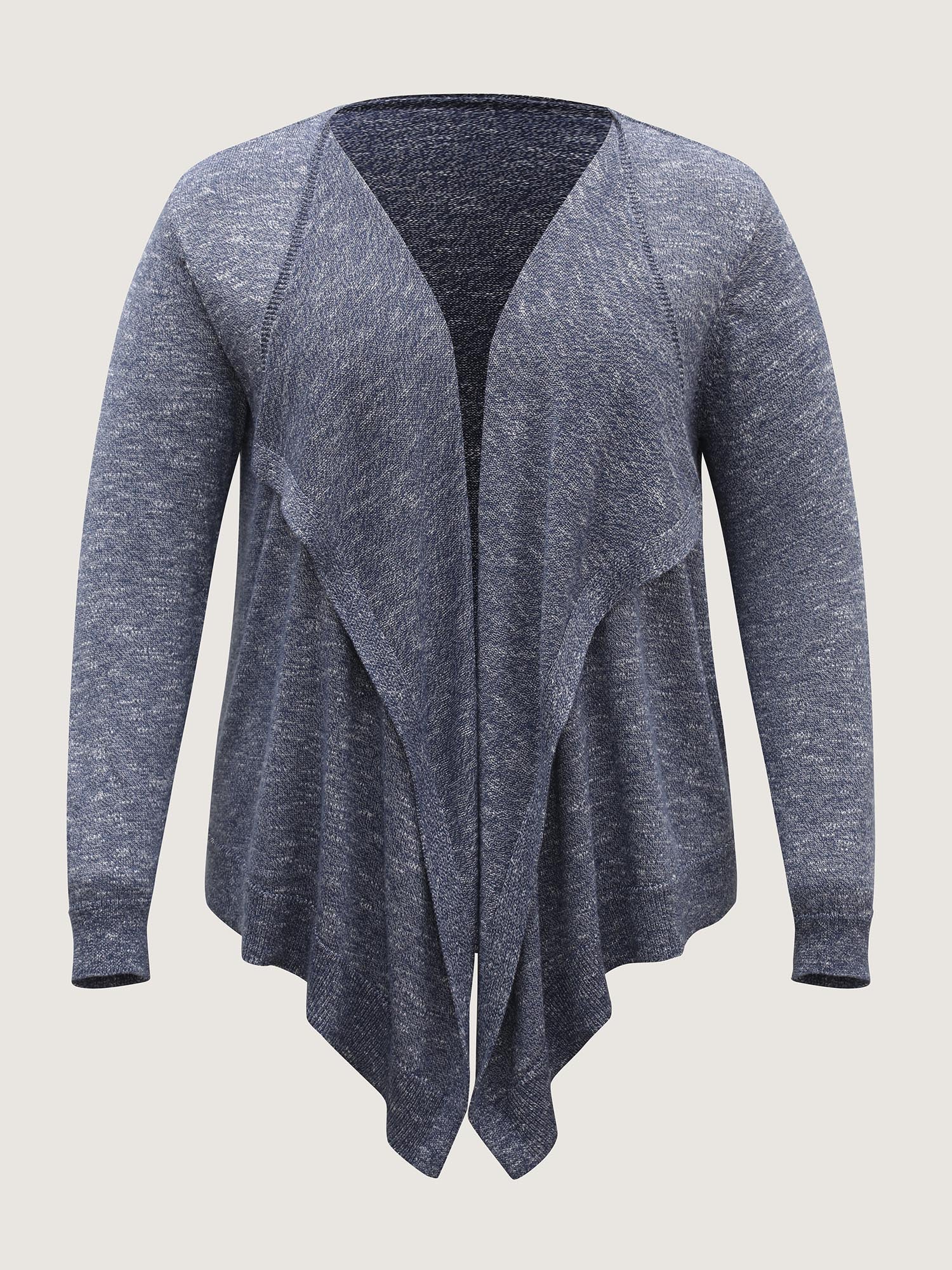 Heather Tab Sleeve Irregular Hem Knit Cardigan - Image 8