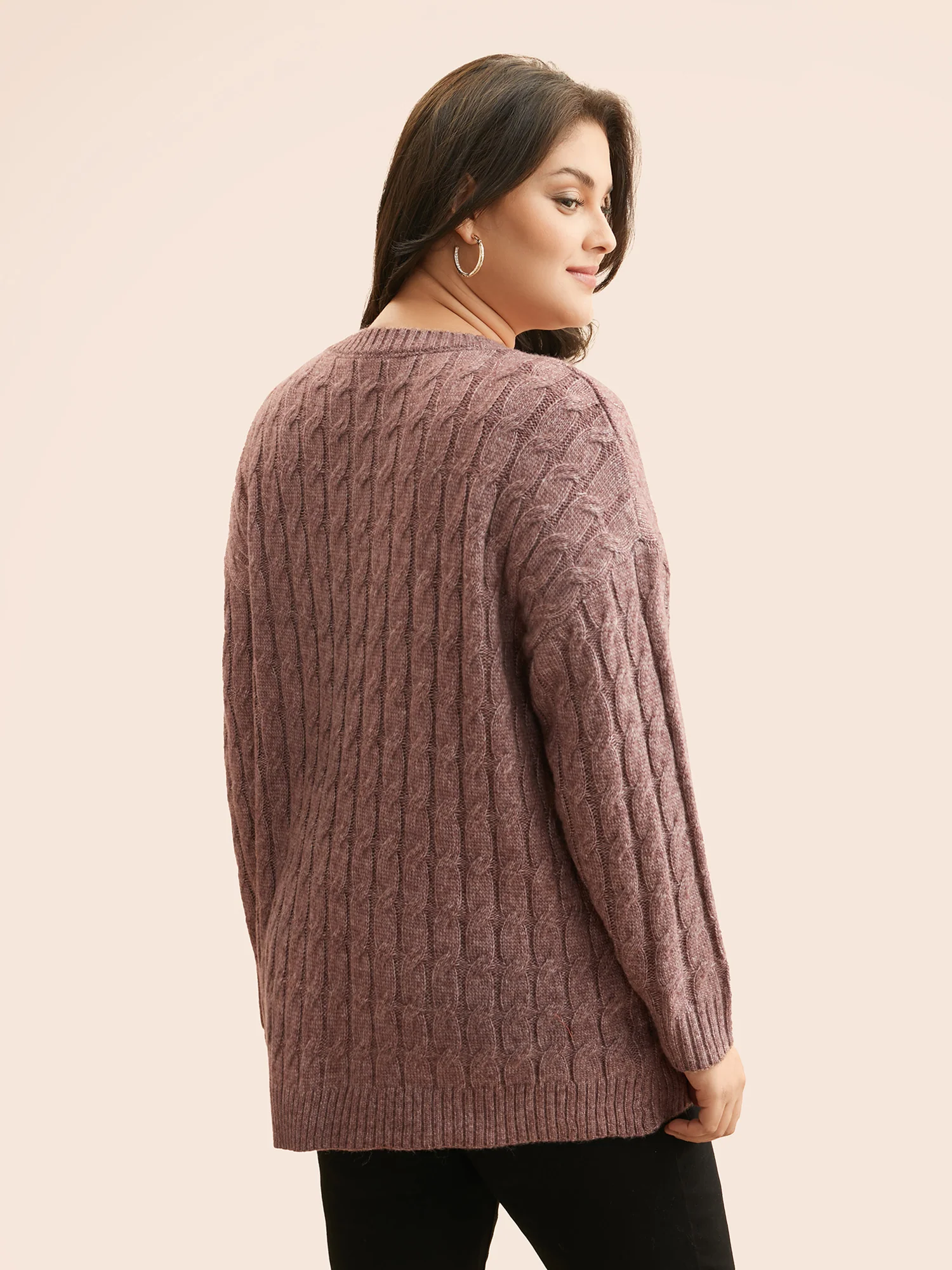 Heather Texture Cable Knit Pullover - Image 2
