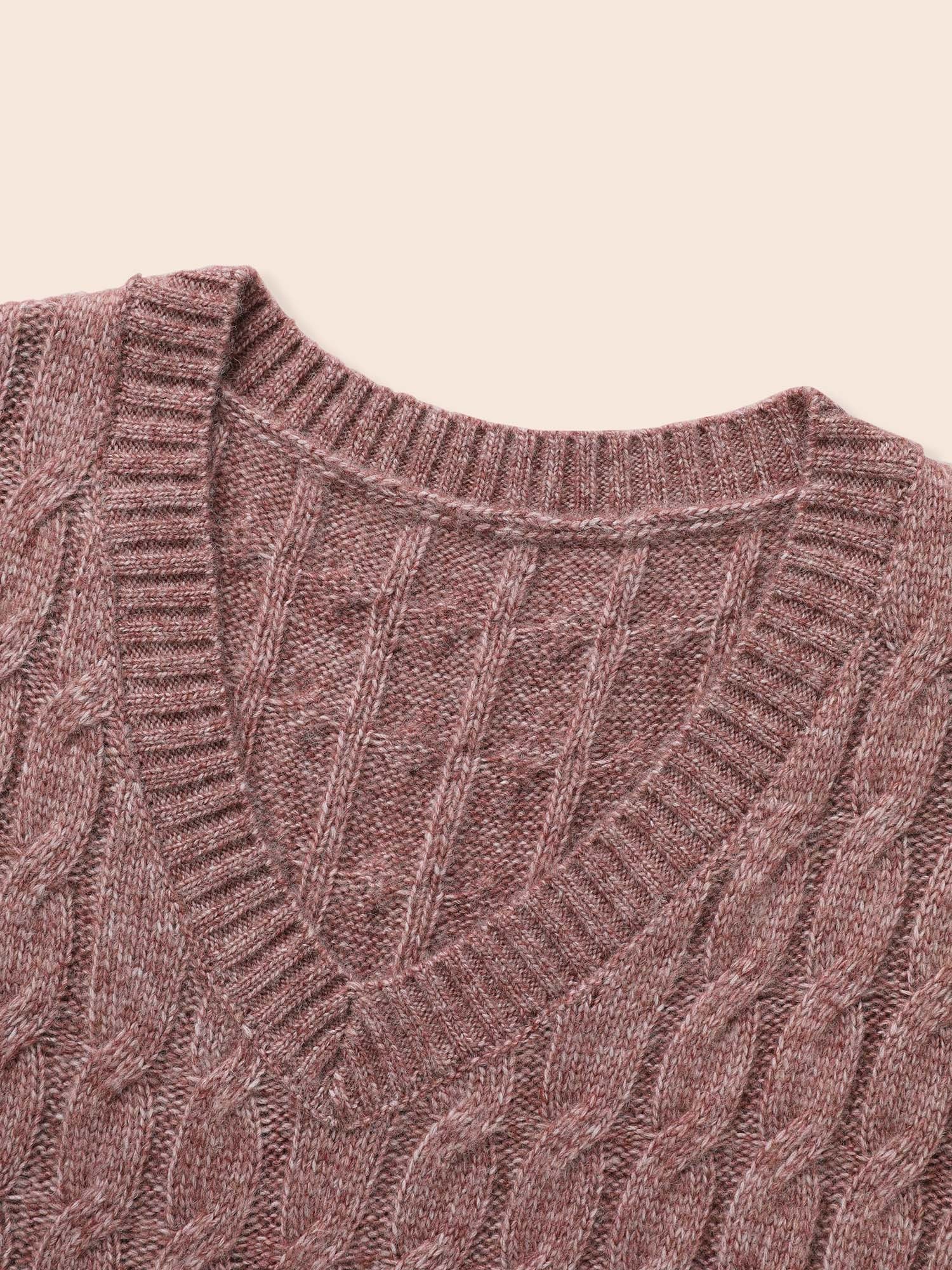 Heather Texture Cable Knit Pullover - Image 7