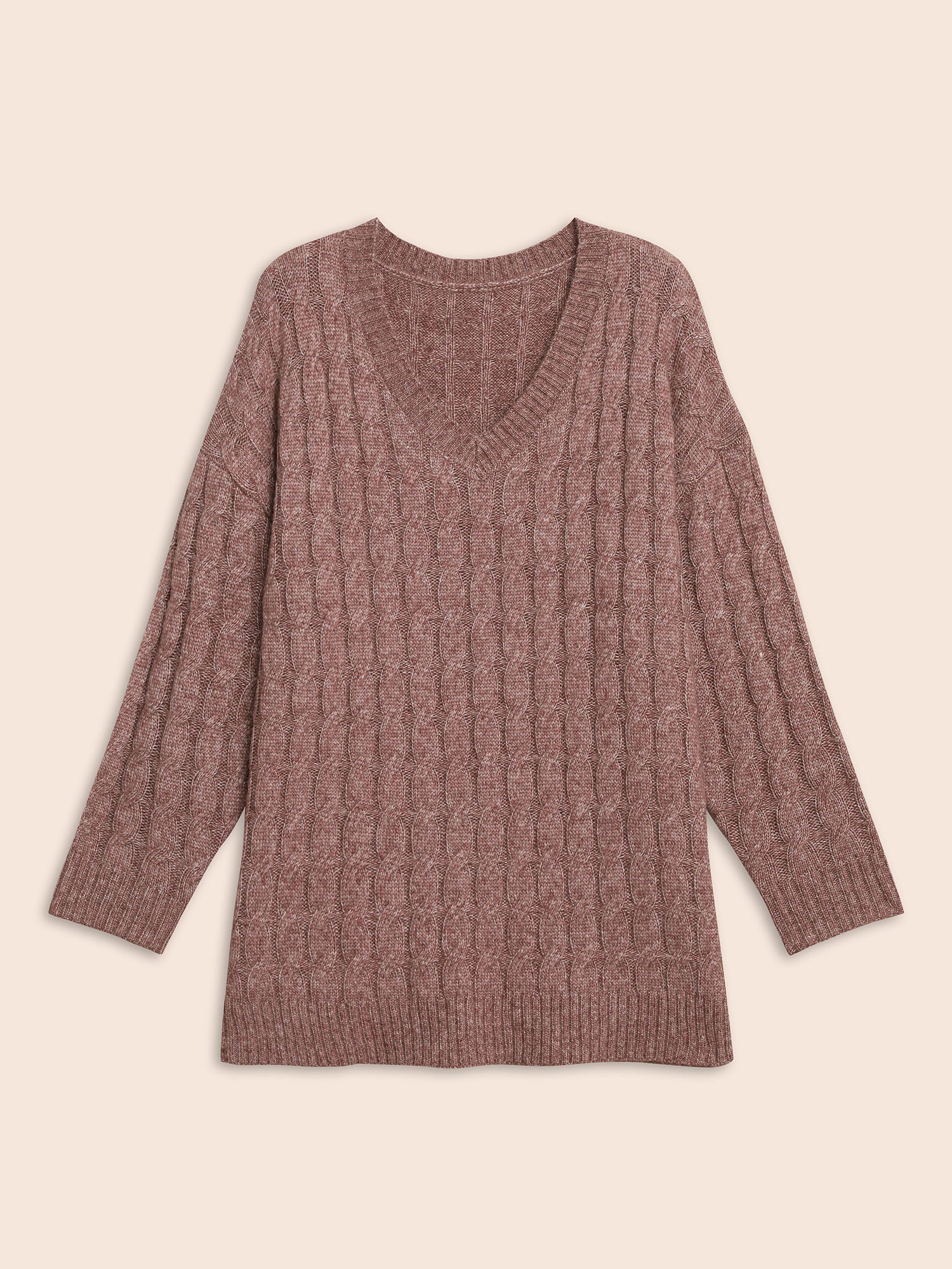 Heather Texture Cable Knit Pullover - Image 9