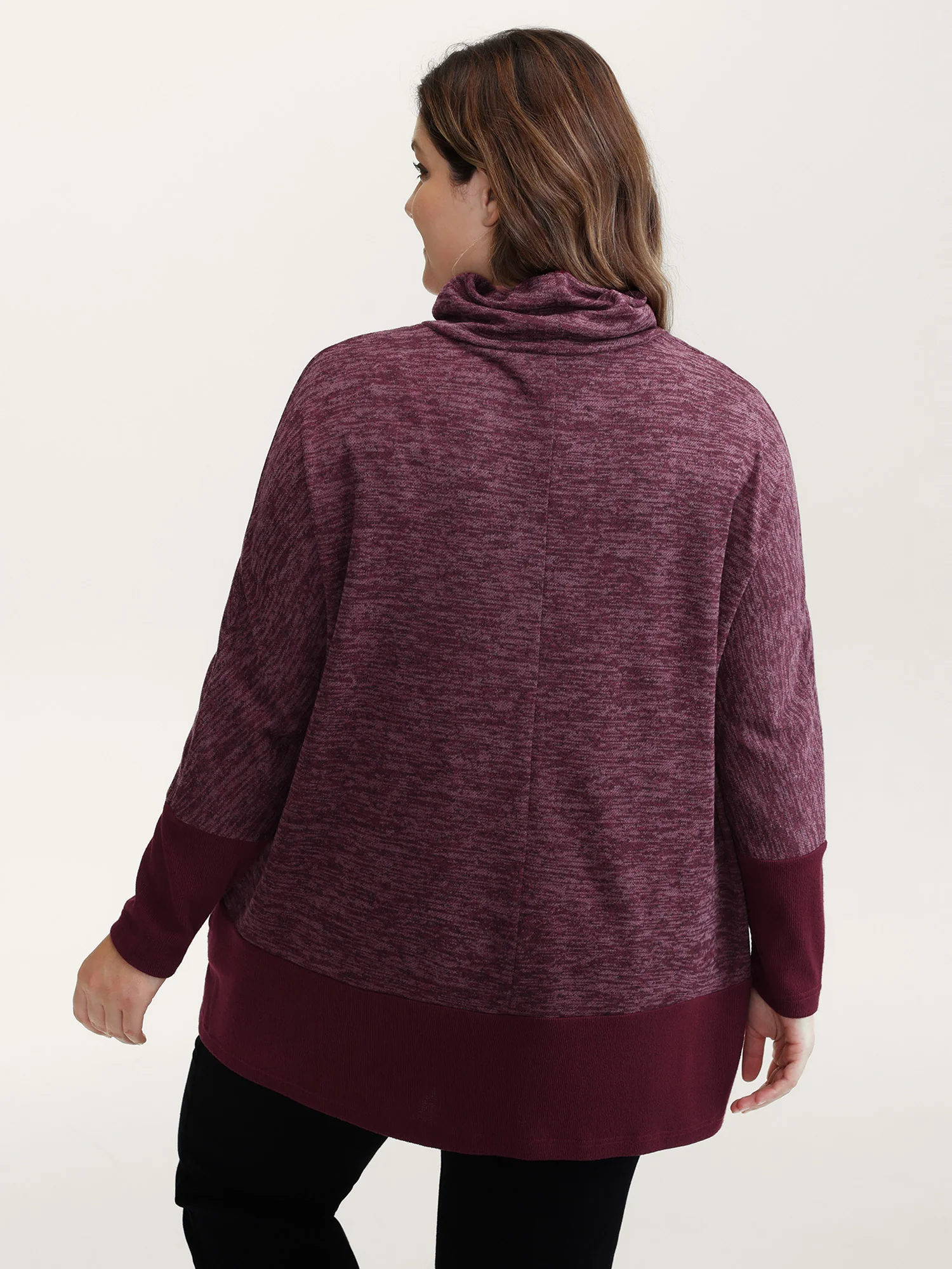 Heather Texture High-Neck Contrast Sweatshirt - Image 4