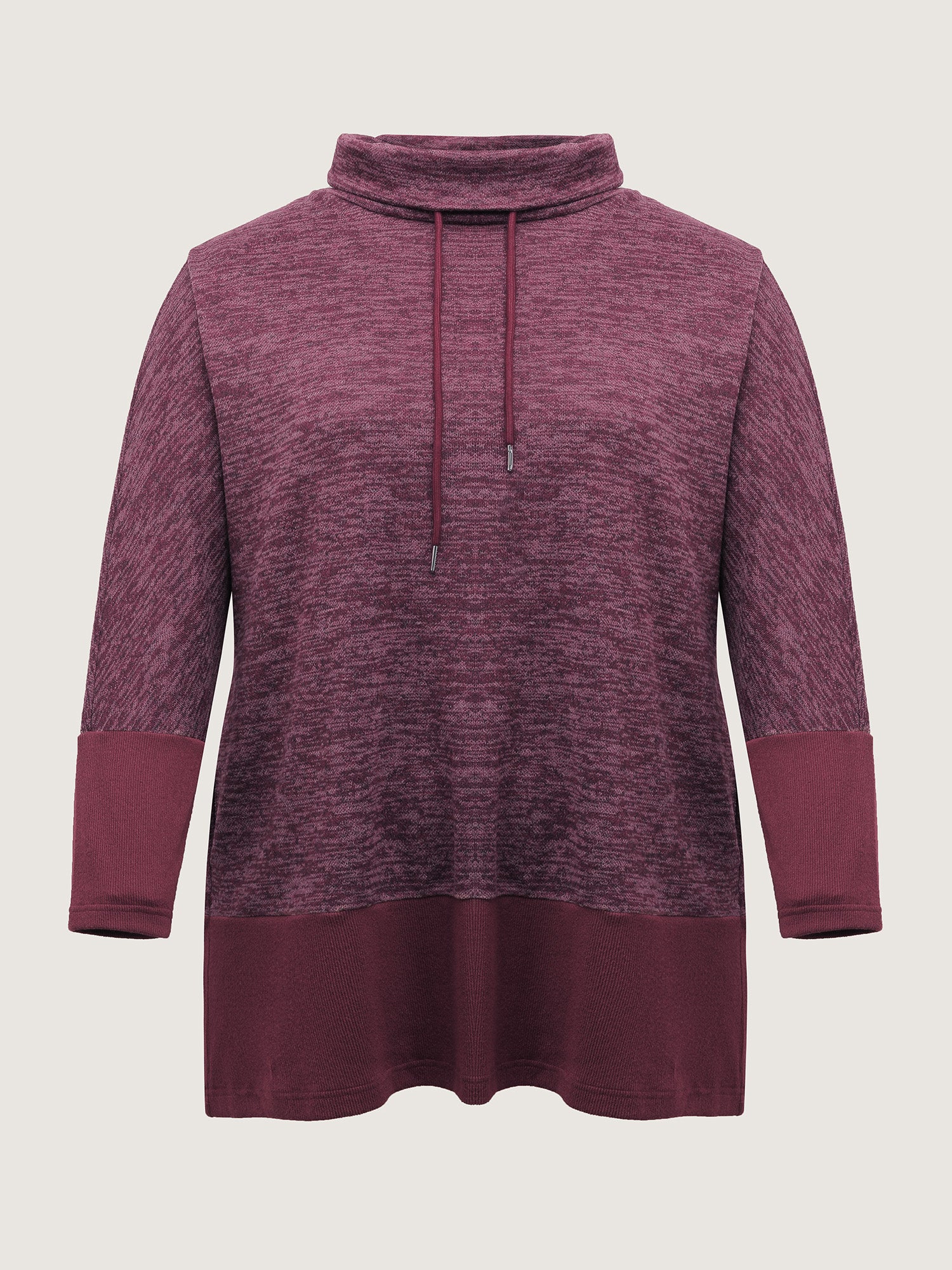 Heather Texture High-Neck Contrast Sweatshirt - Image 7