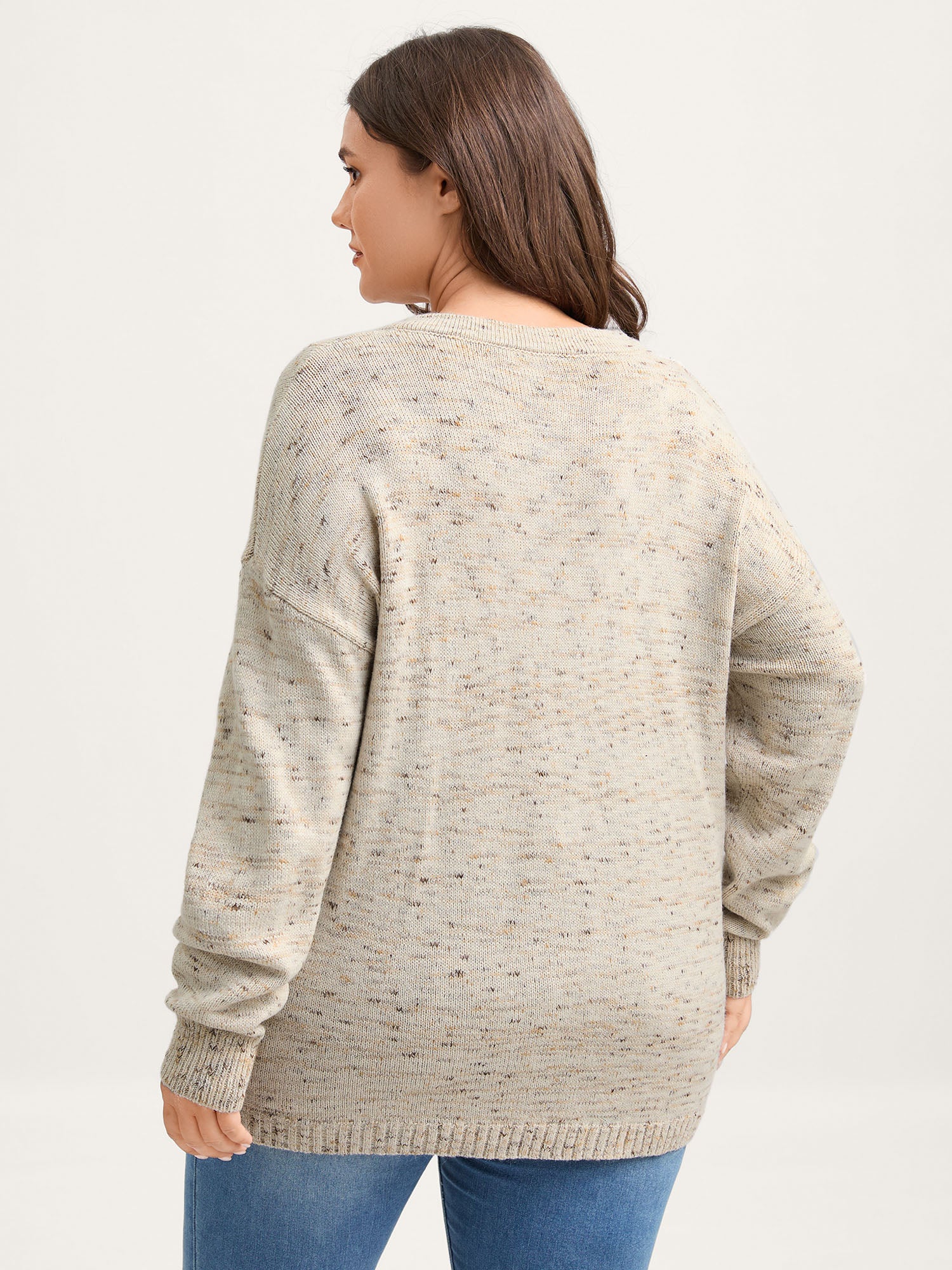 Heather Textured Button Neck Pullover - Image 5