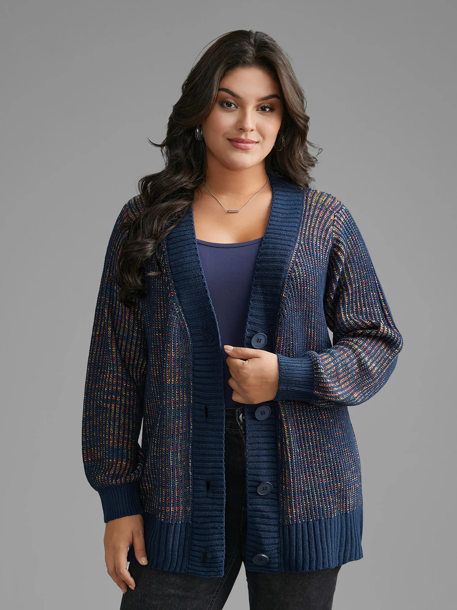 Heather Textured Button Up Cardigan - Image 2