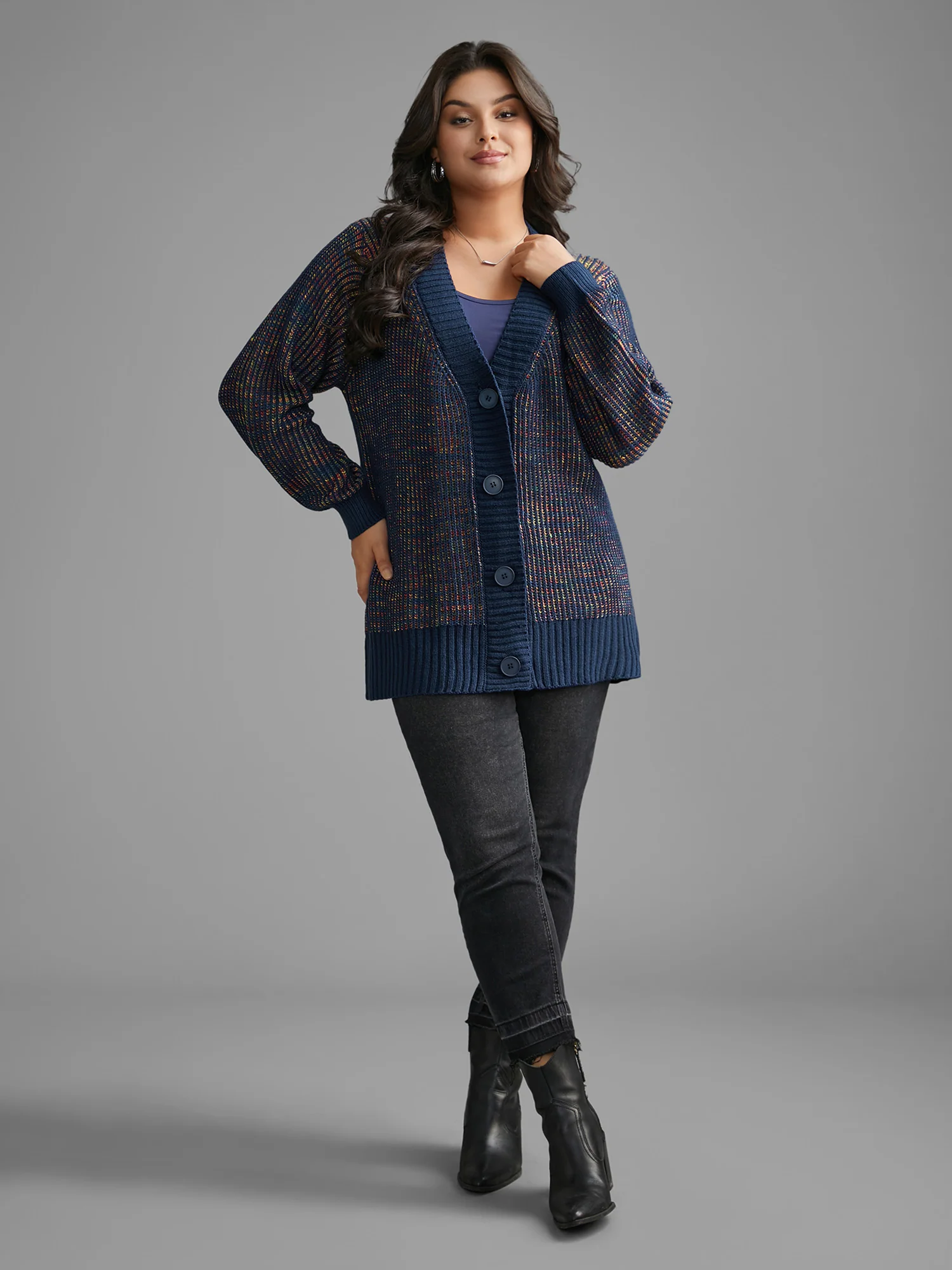 Heather Textured Button Up Cardigan - Image 4