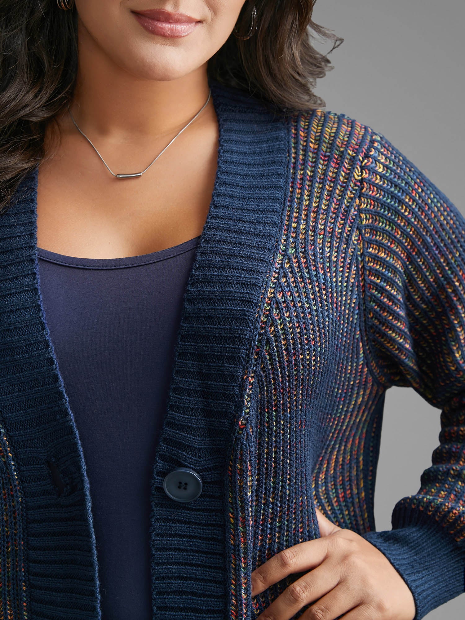 Heather Textured Button Up Cardigan - Image 5