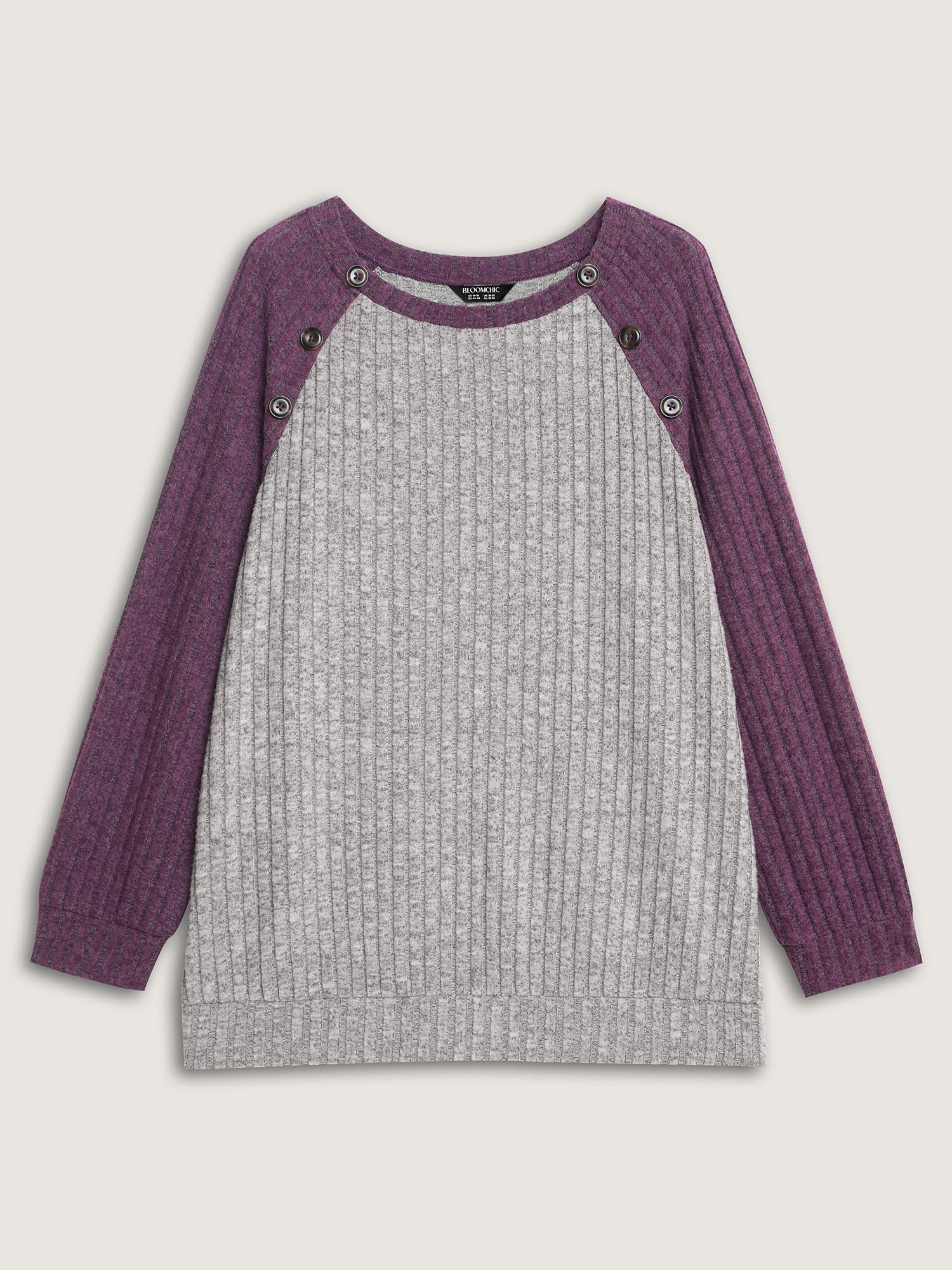Heather Textured Color Contrast Sweatshirt - Image 7