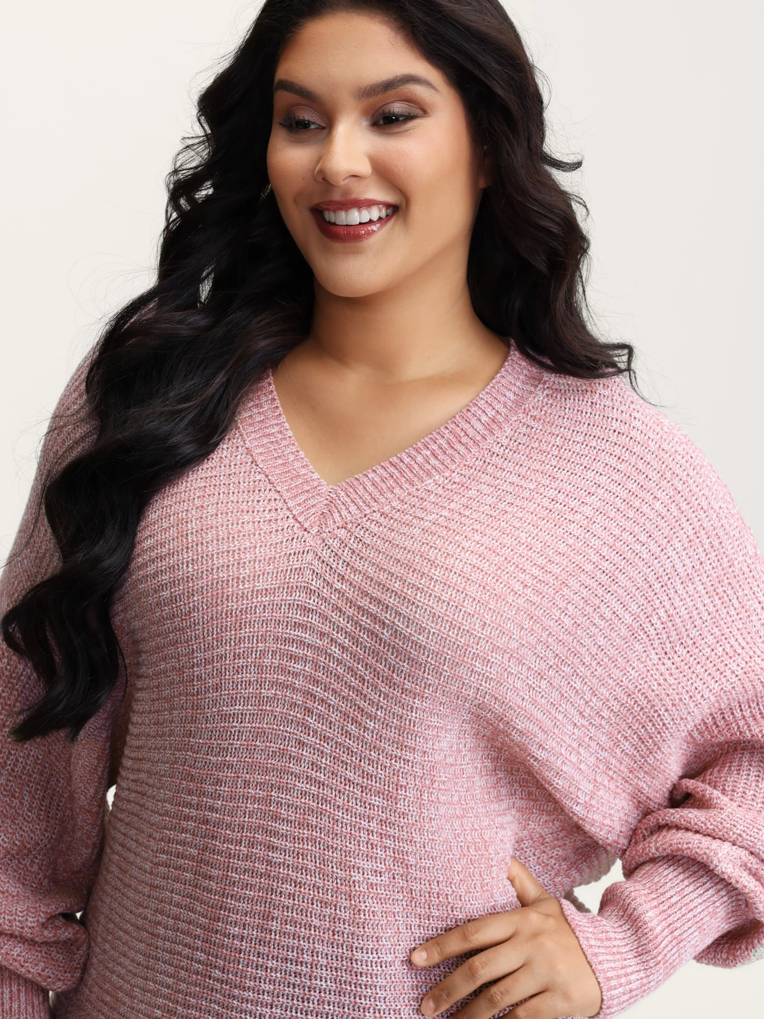 Heather Textured Dolman Sleeve Pullover - Image 2