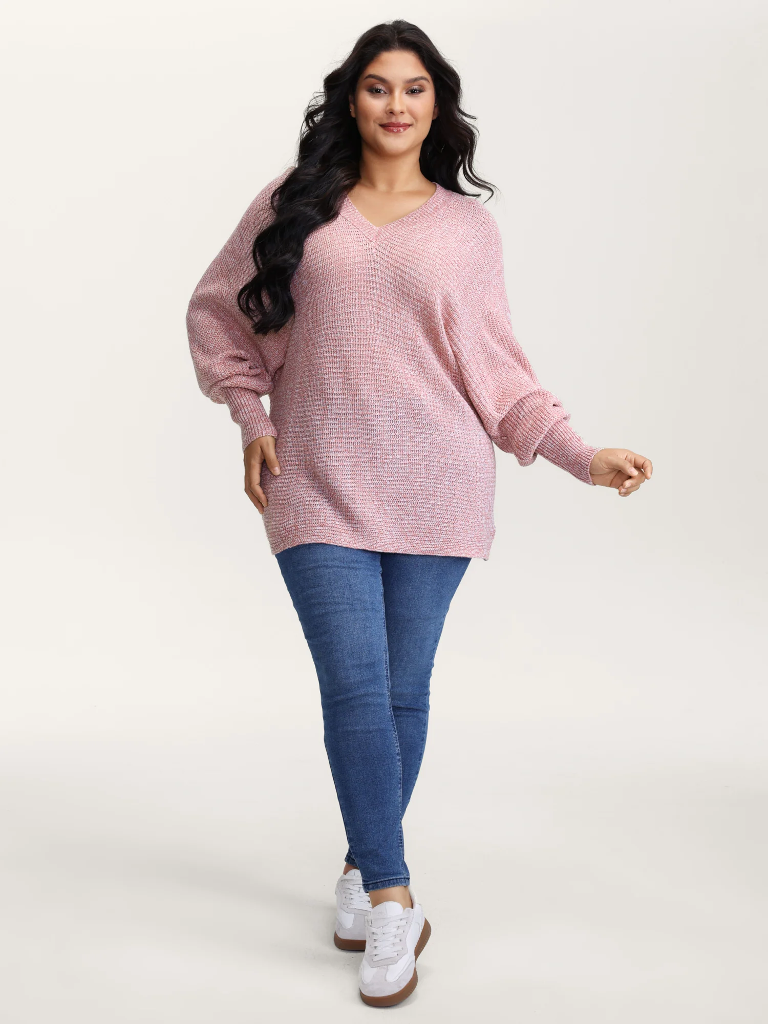 Heather Textured Dolman Sleeve Pullover - Image 3