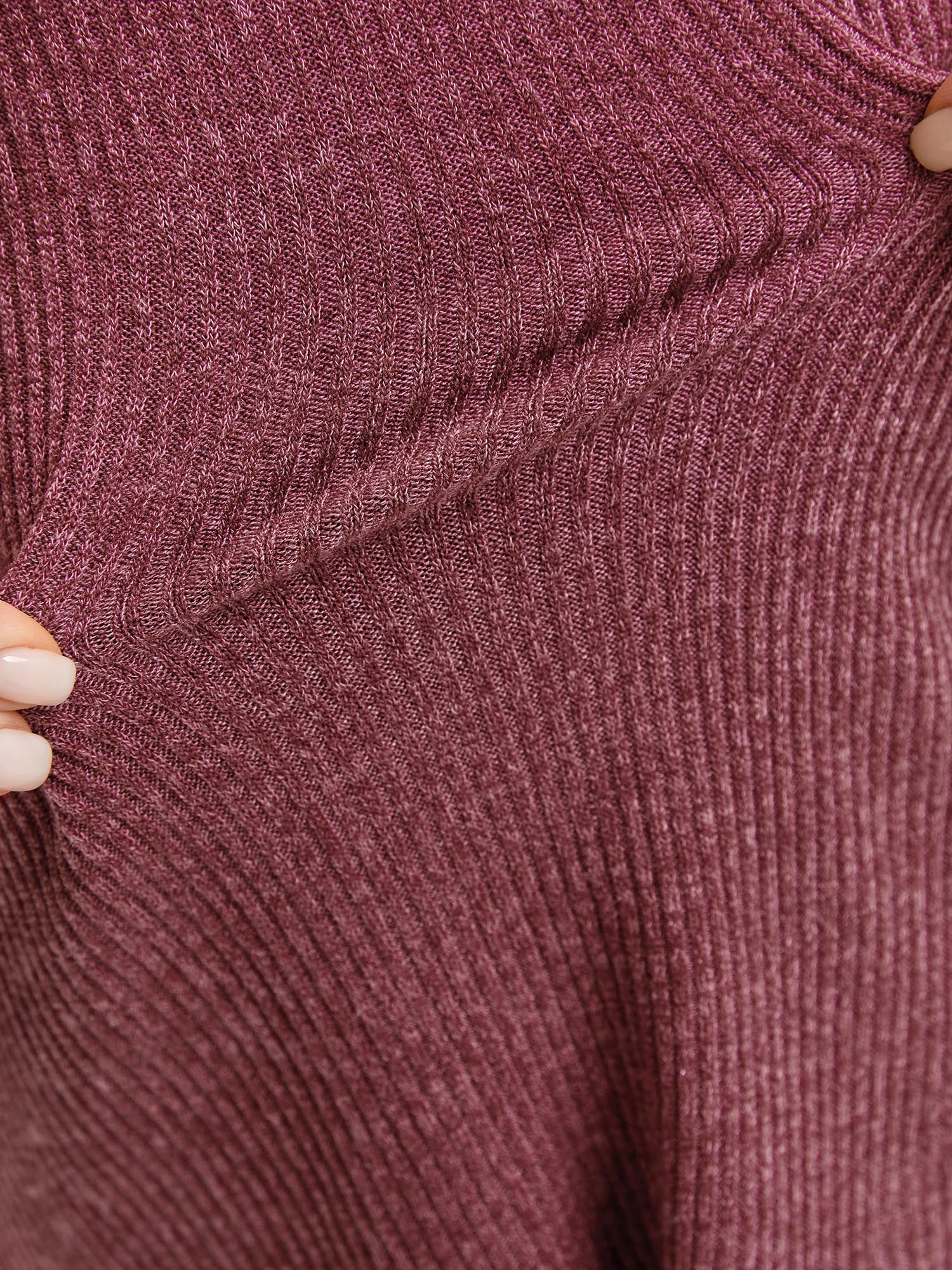 Heather Textured Stretchy Overlap T-Shirt - Image 4