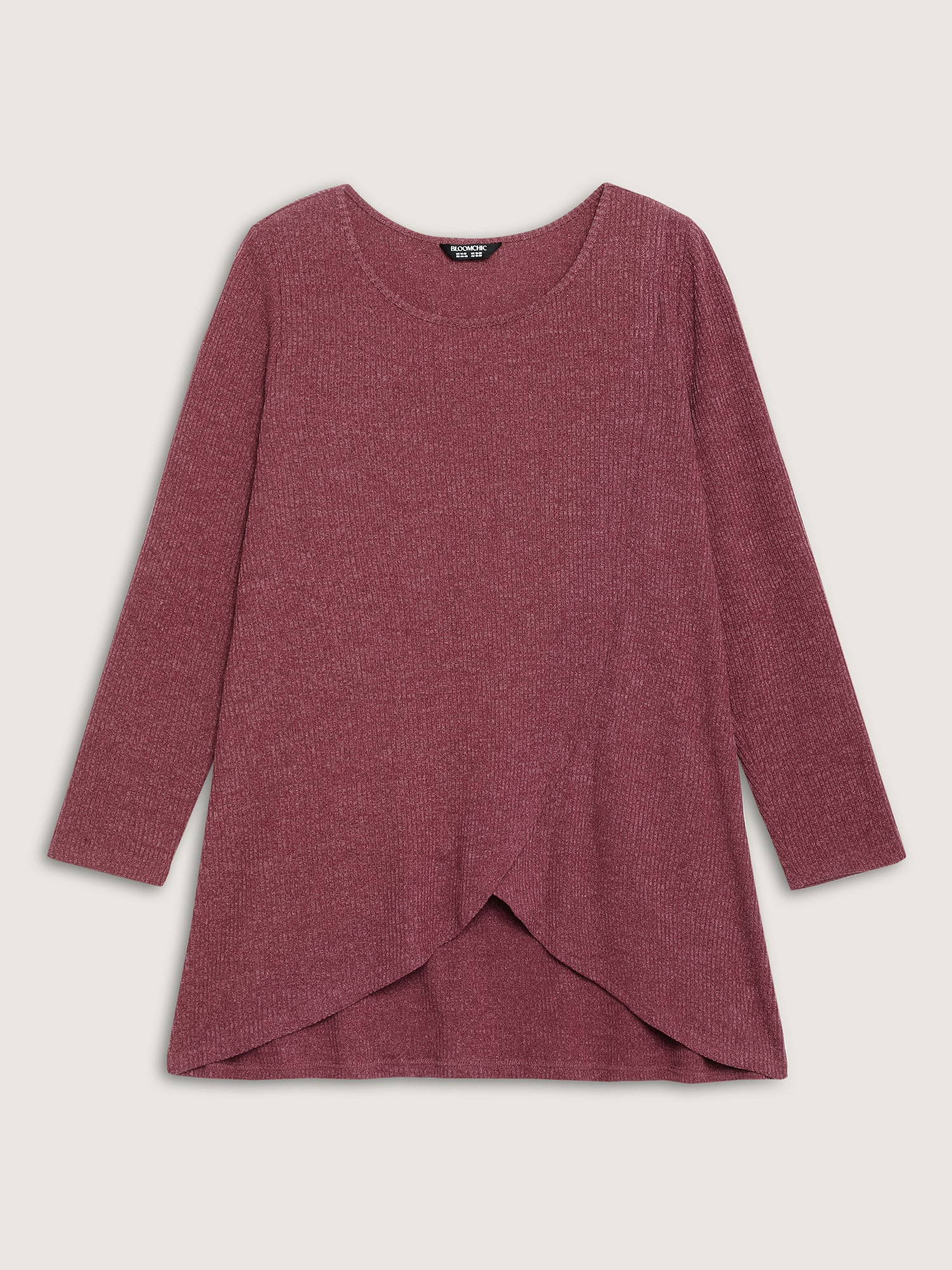 Heather Textured Stretchy Overlap T-Shirt - Image 8