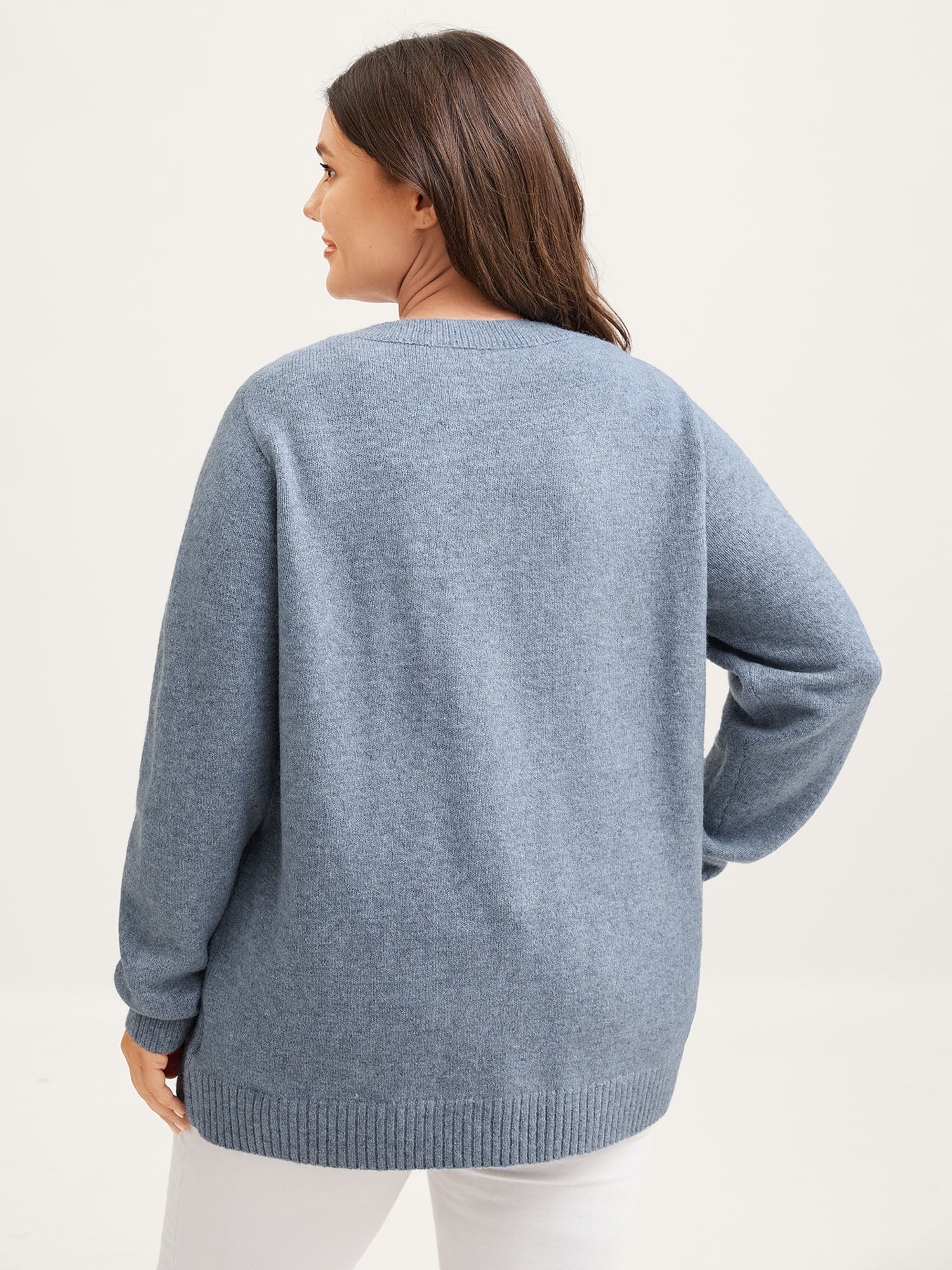 Heather Textured V-Neck Pullover - Image 4