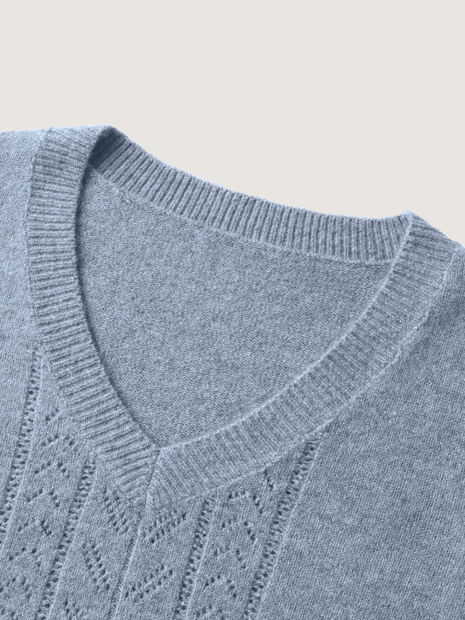 Heather Textured V-Neck Pullover - Image 5