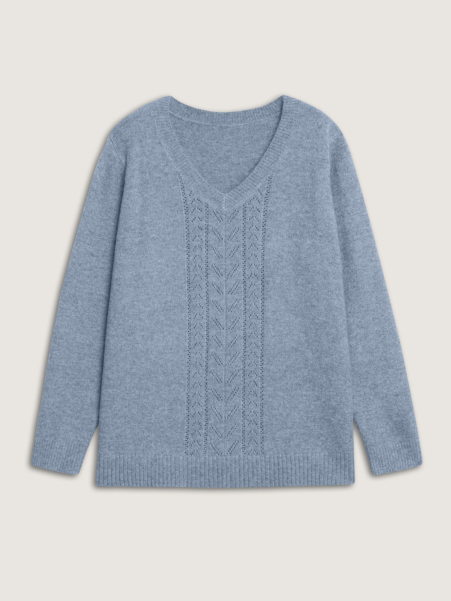 Heather Textured V-Neck Pullover - Image 6