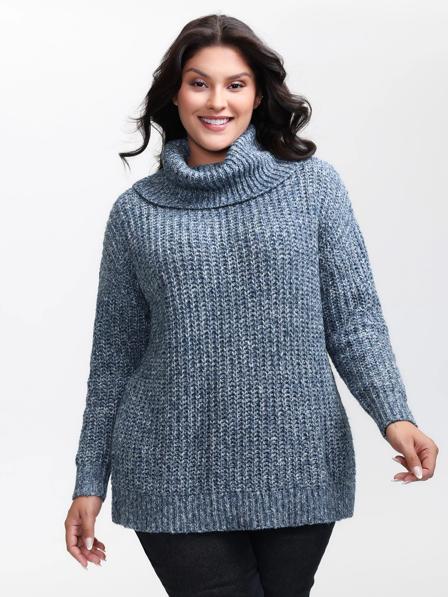 Heather Turtle Neck Solid Pullover - Image 3