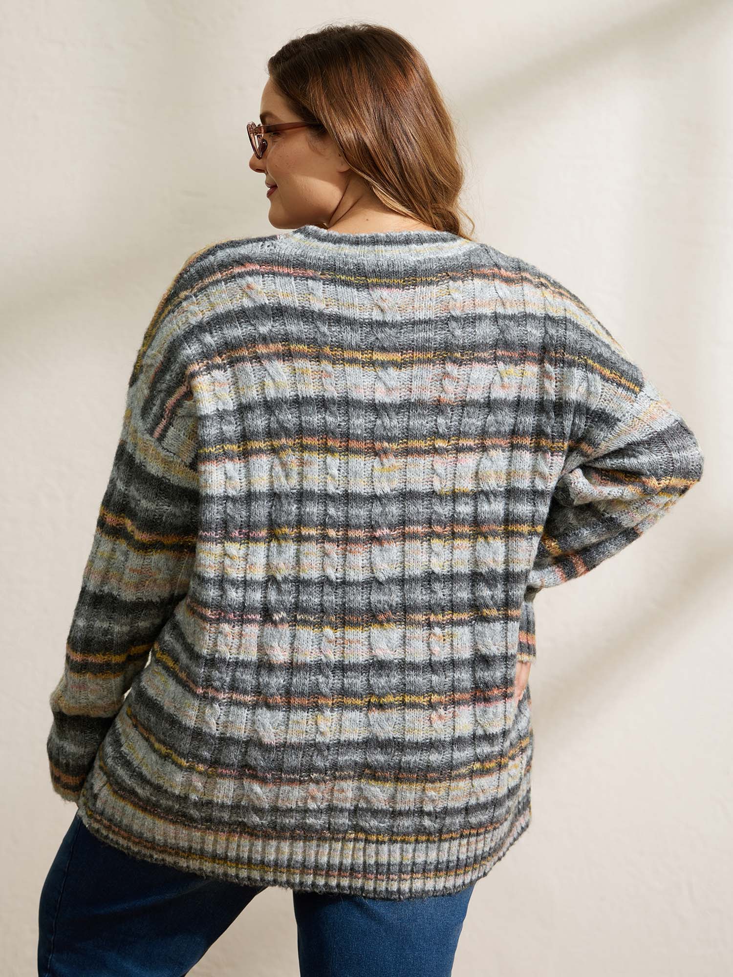 Heather Twist Textured Round Neck Pullover - Image 4