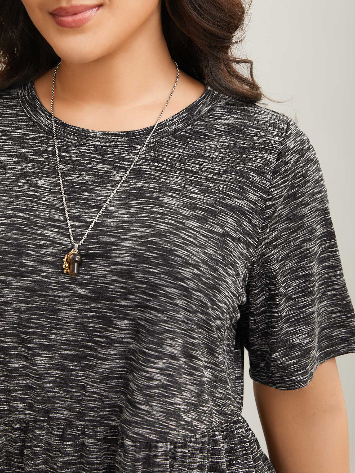 Heathered Crew Neck Relaxed T-Shirt - Image 2