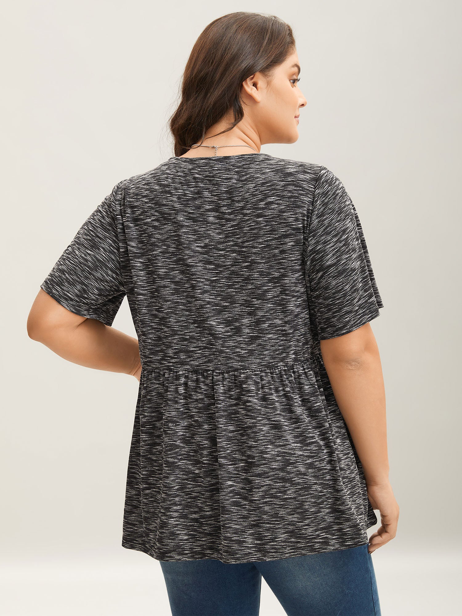 Heathered Crew Neck Relaxed T-Shirt - Image 4