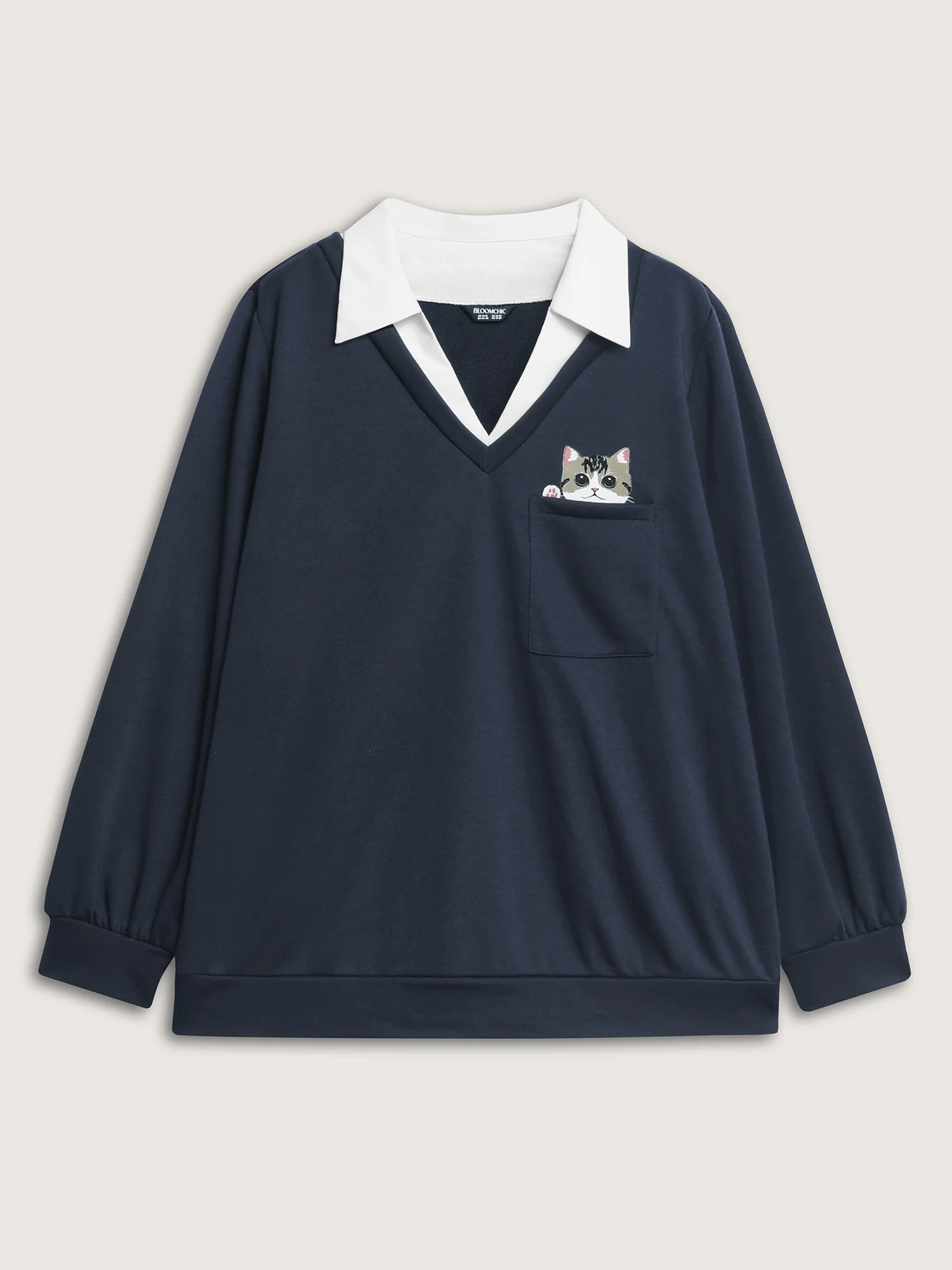 Hello Cat Stretchy Layered Twofer Sweatshirt - Image 7