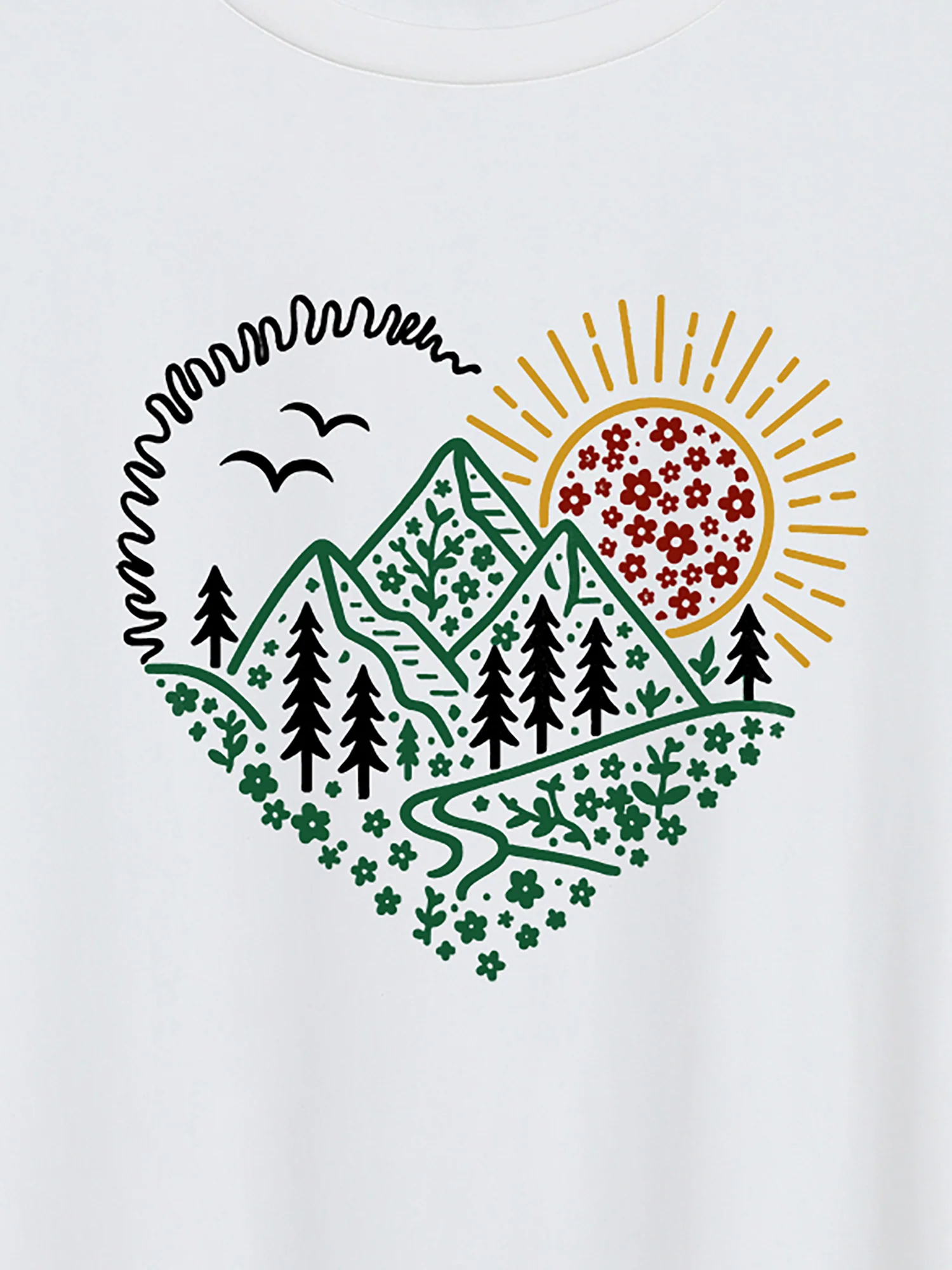 Hello Mountains Print Round Neck T-Shirt - Image 2