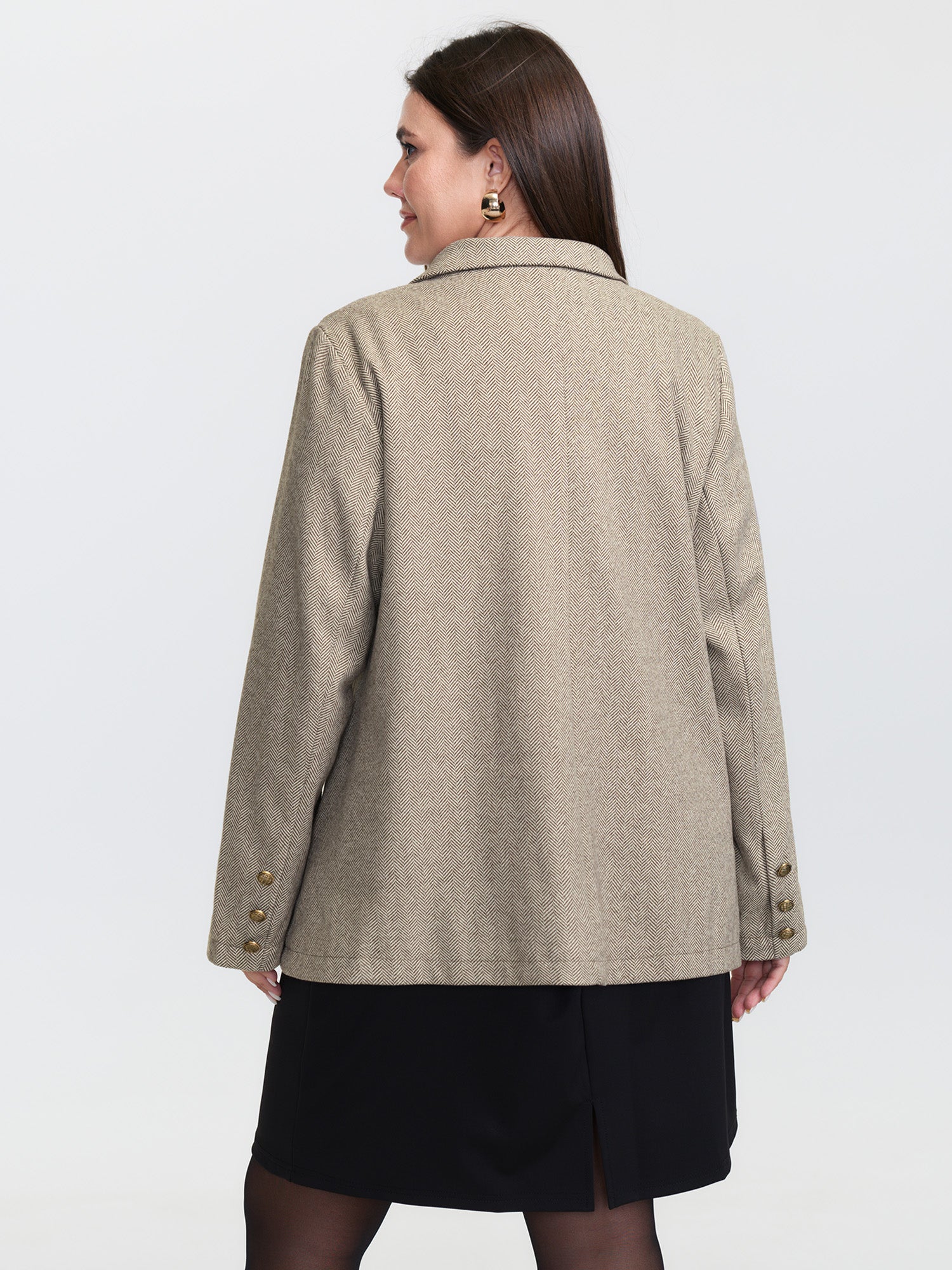 Herringbone Pockets Double Button Blazer - Image 4