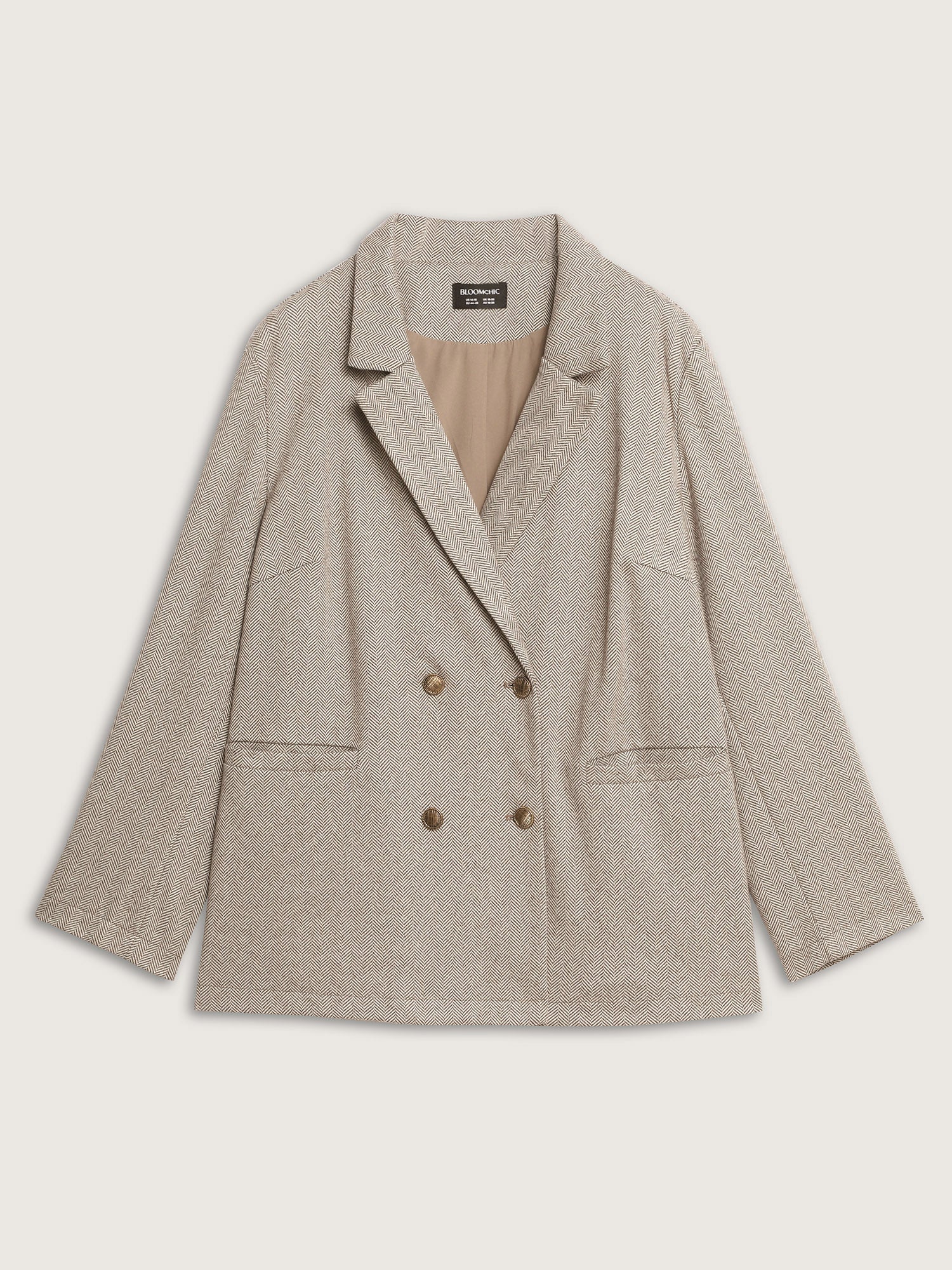Herringbone Pockets Double Button Blazer - Image 8