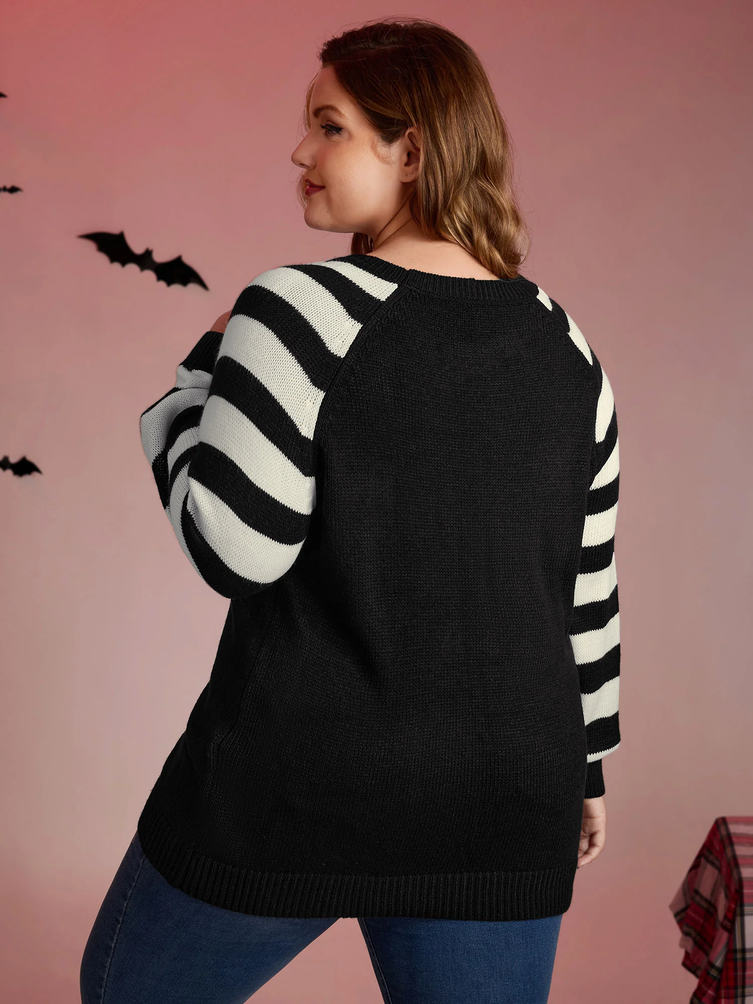 Hey Ghost Raglan Stripe Sleeve Pullover - Image 4