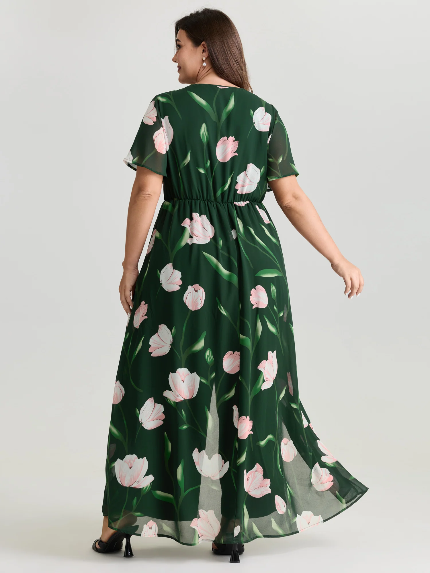 Hidden Zipper Floral Layered Pockets Jumpsuit - Image 11
