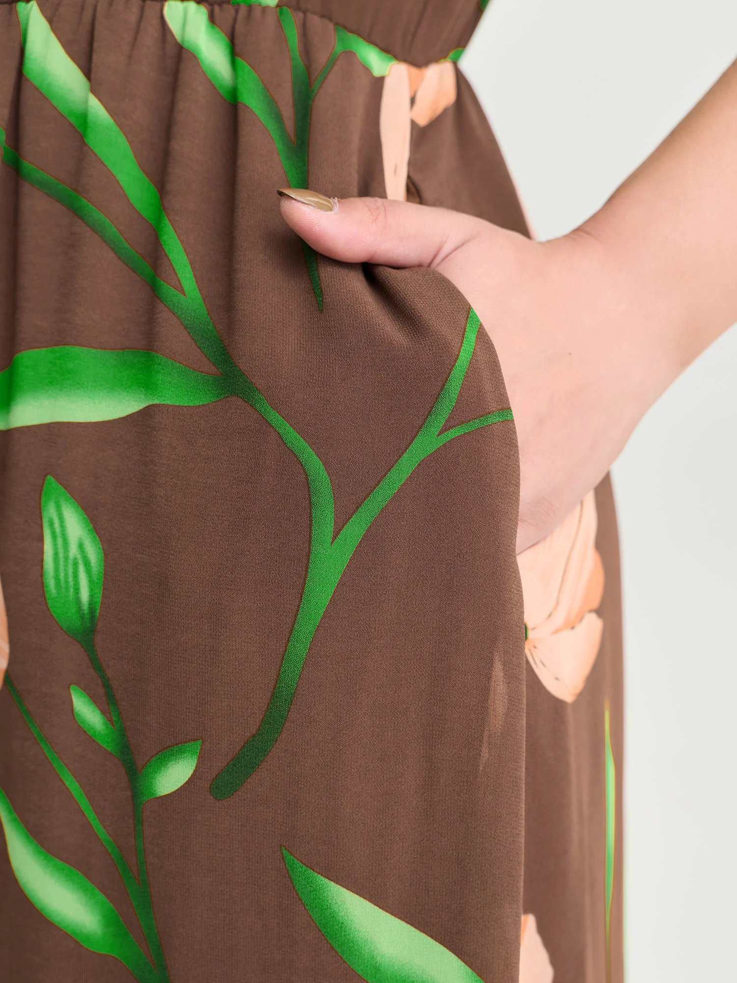 Hidden Zipper Floral Layered Pockets Jumpsuit - Image 14