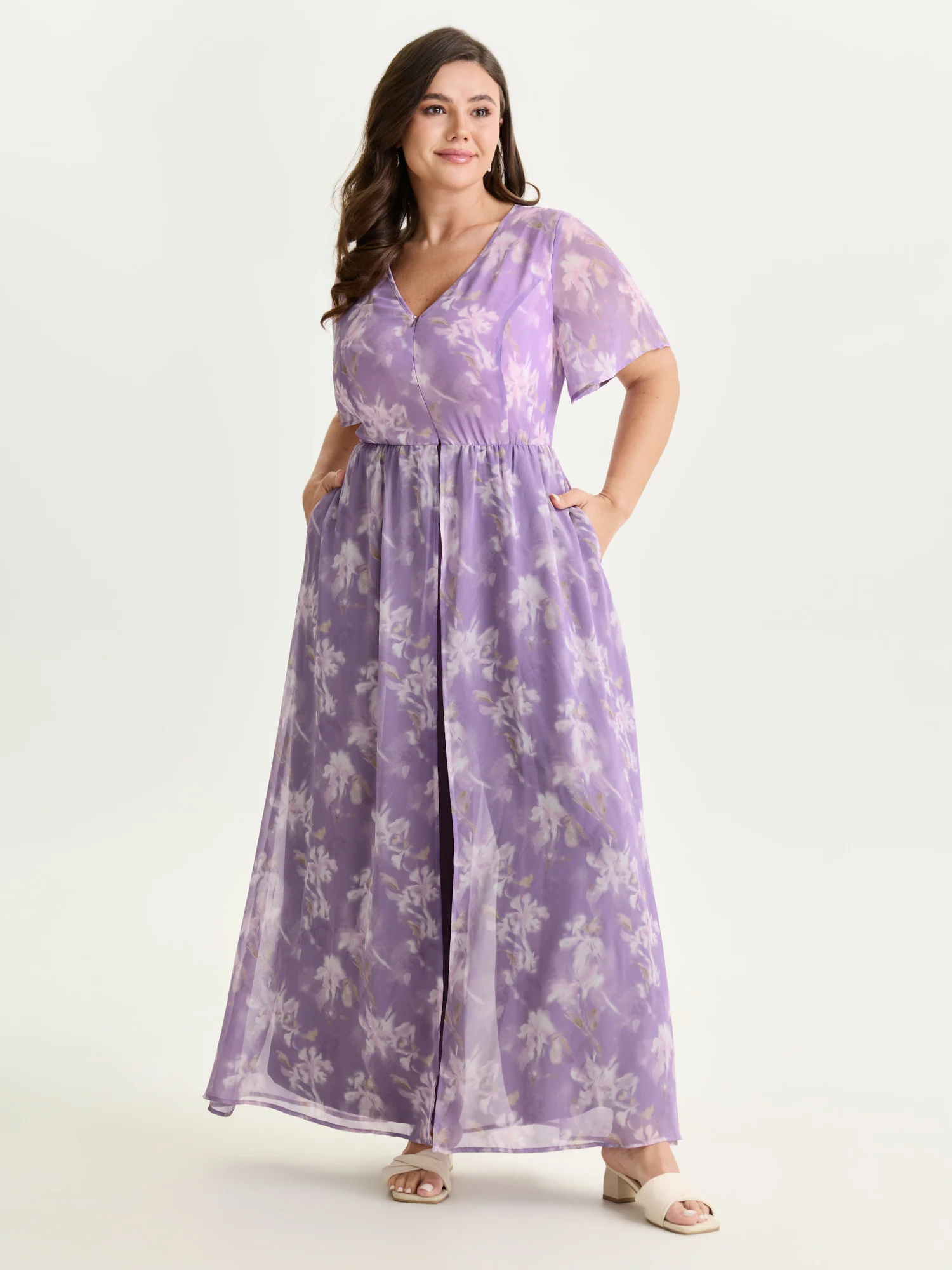 Hidden Zipper Floral Layered Pockets Jumpsuit - Image 3