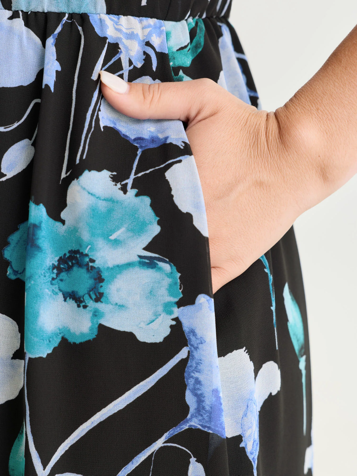 Hidden Zipper Floral Layered Pockets Jumpsuit - Image 3