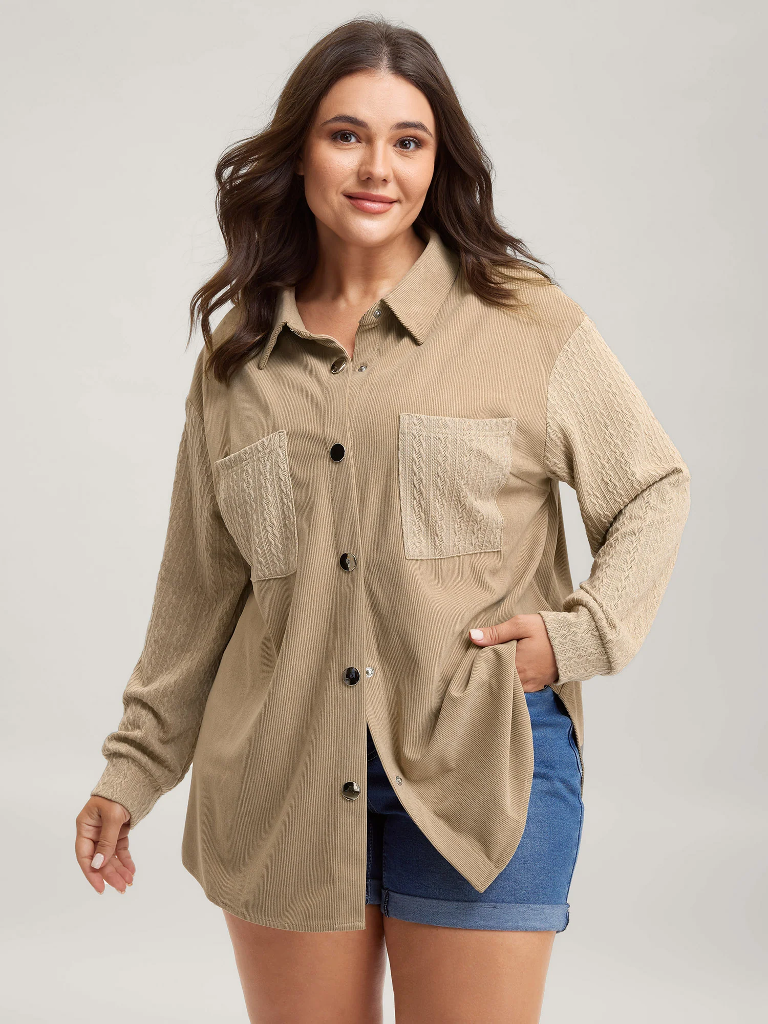 High-Low Hem Color Contrast Jacket - Image 14