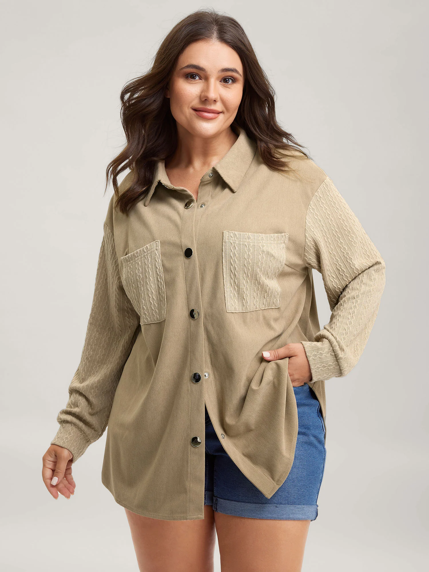 High-Low Hem Color Contrast Jacket - Image 19