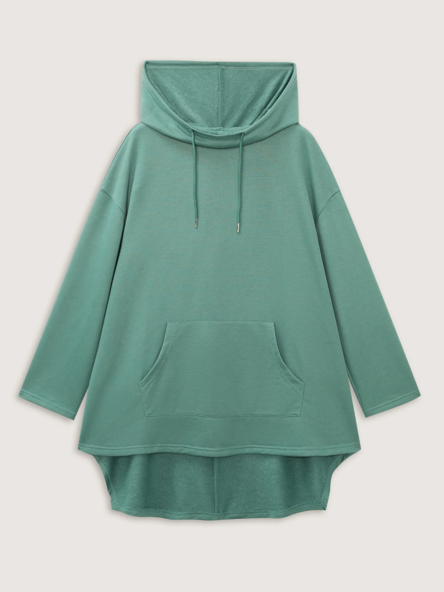 High Low Hem Drop Shoulder Solid Hoodie - Image 6