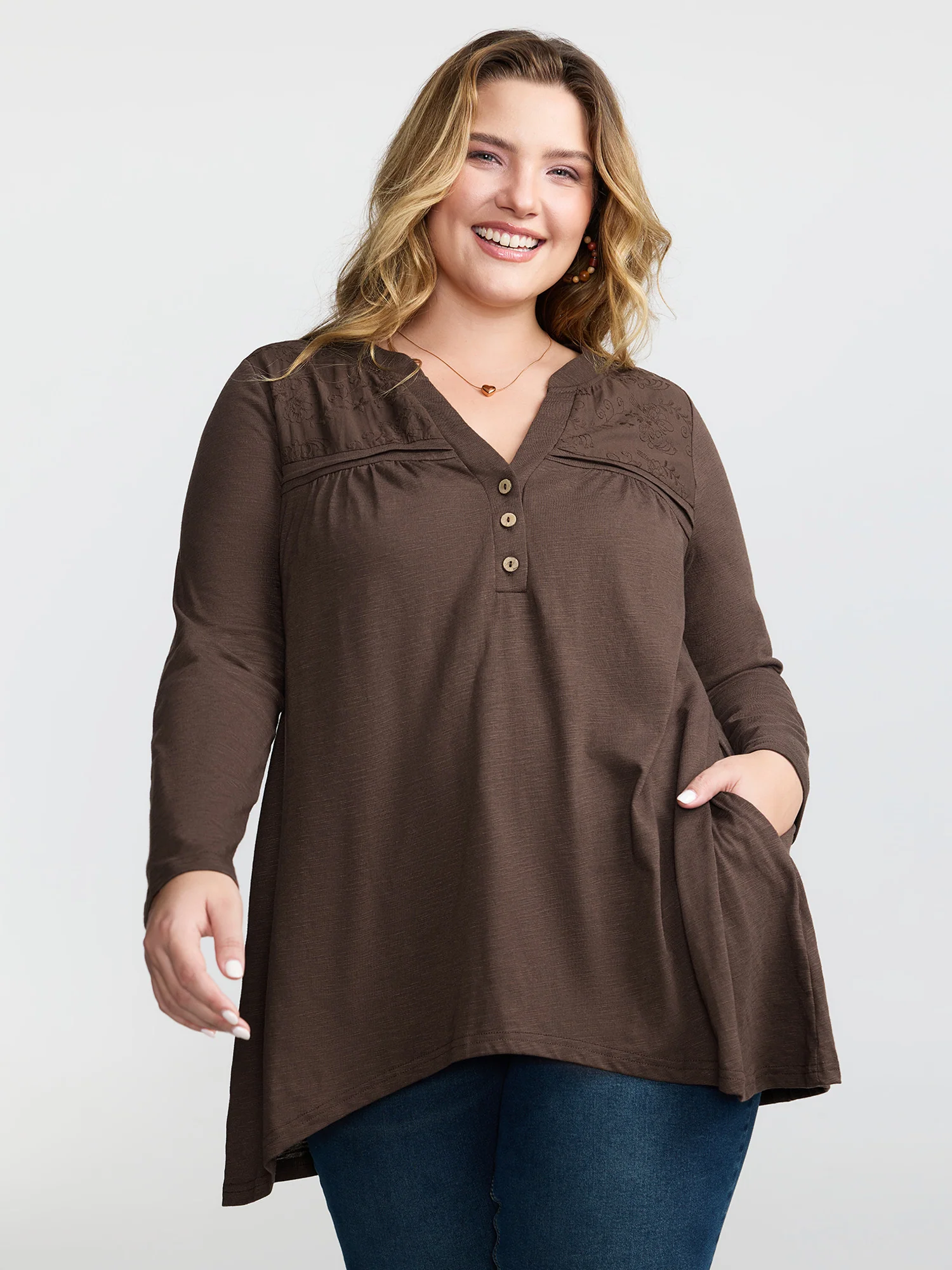 High-Low Hem Pleated Knit Top - Image 2