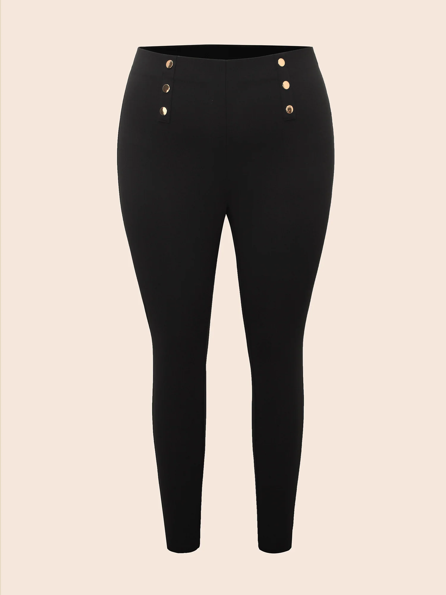 High Rise Button Detail Stretchy Pants - Image 8