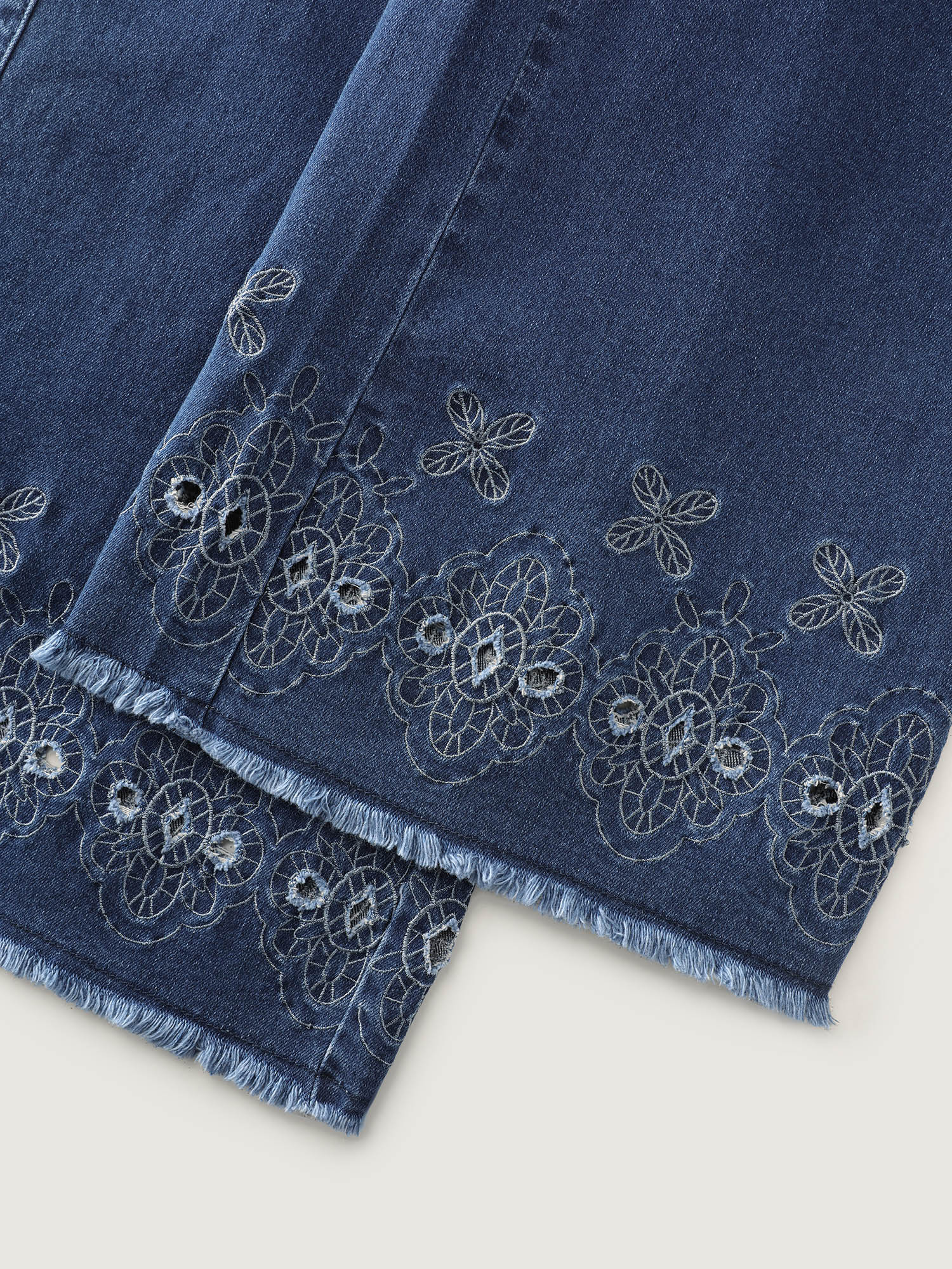 High-Rise Stretchy Embroidered Hem Jeans - Image 8