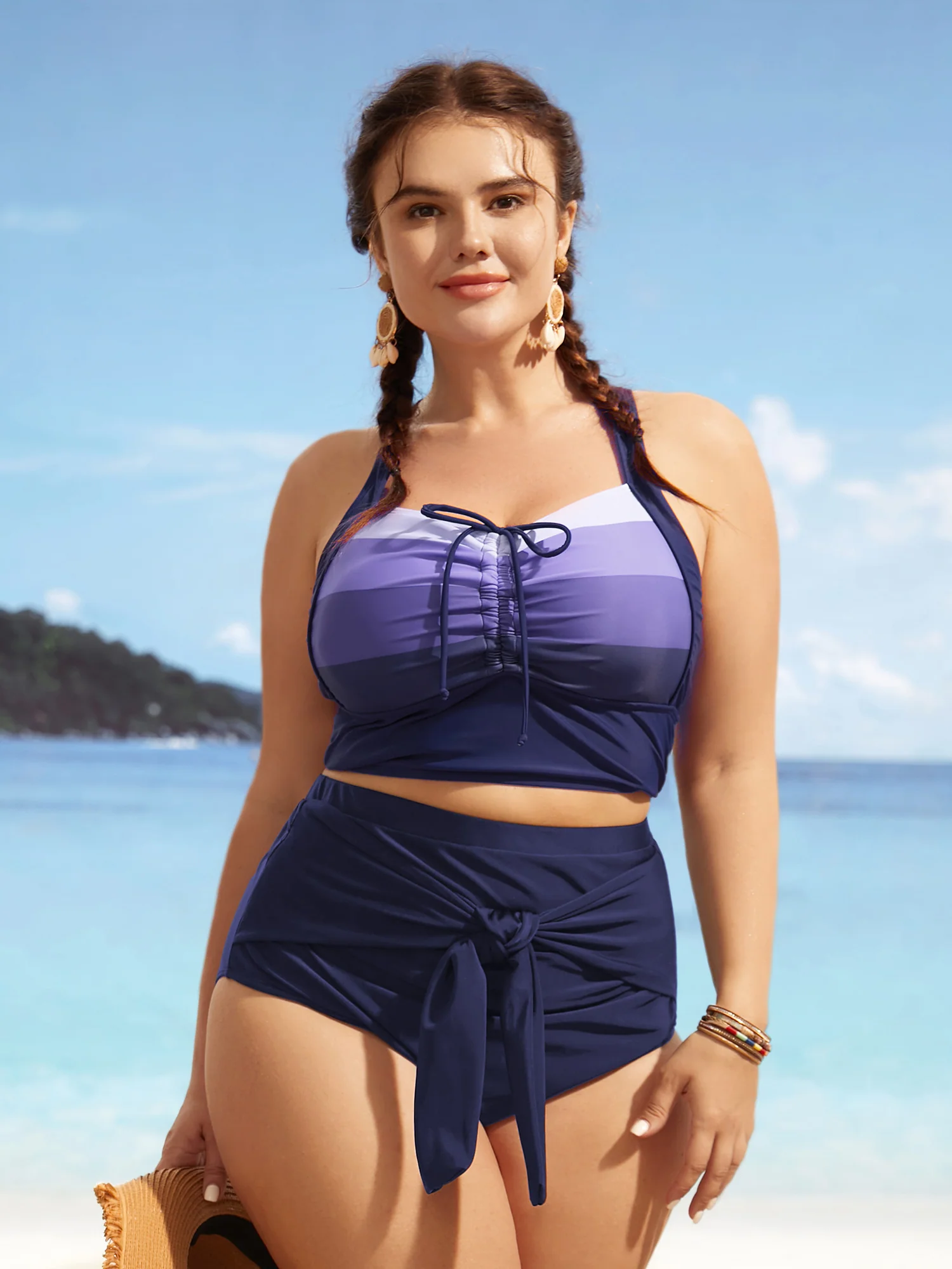 High Rise Tie Knot Gathered Swim Bottom - Image 14